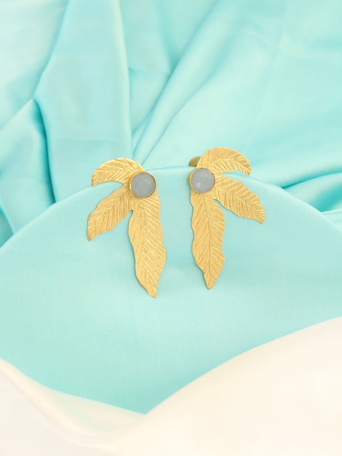 Blue Color Brass Earrings