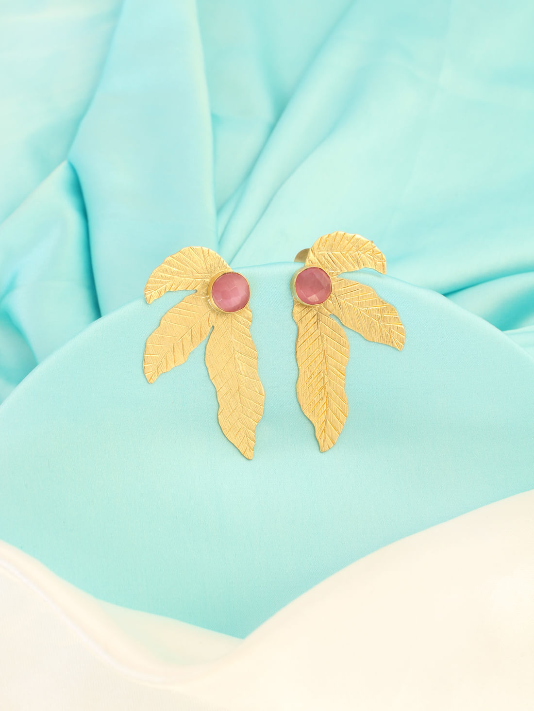 Pink Color Brass Earrings