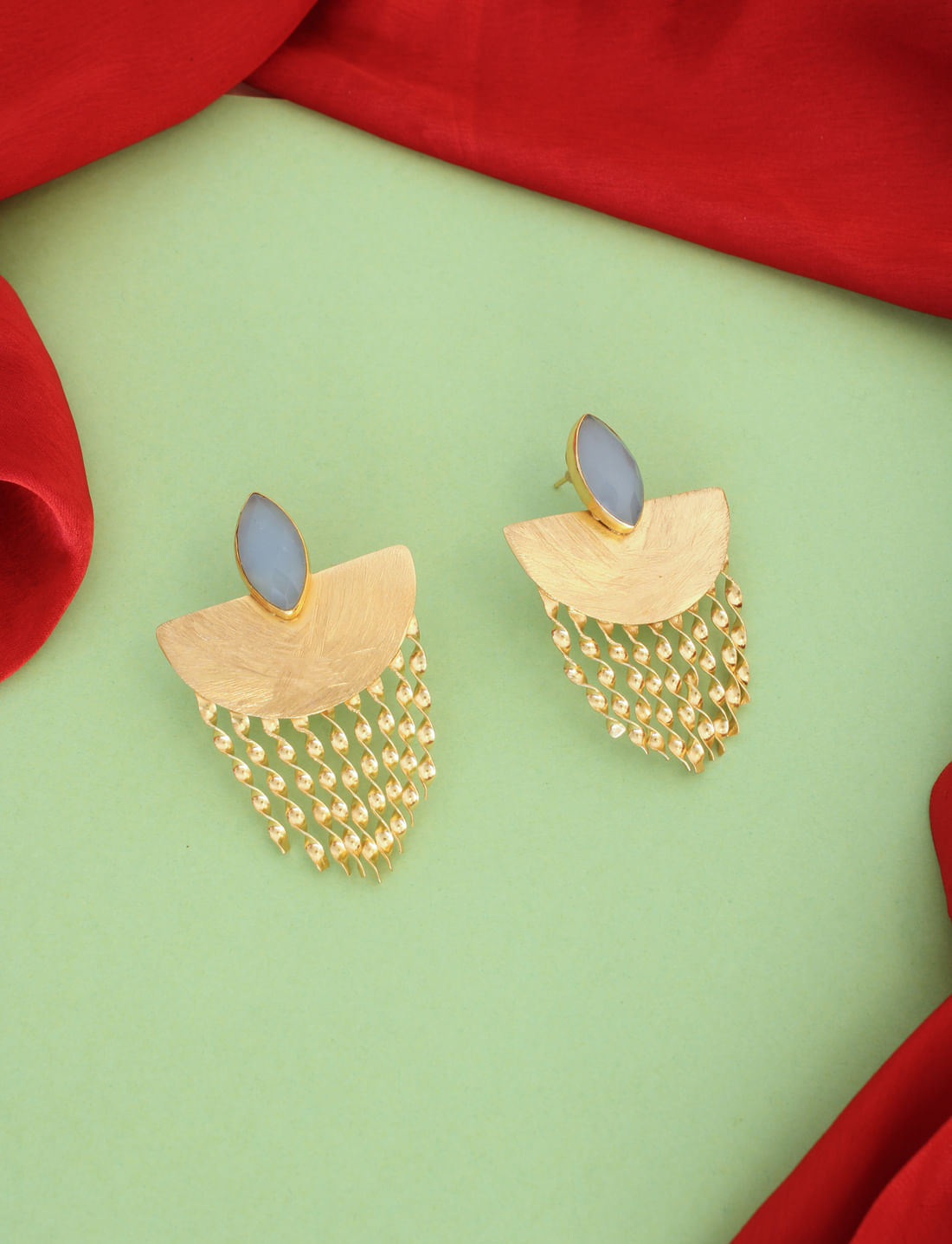 Blue Color Brass Earrings