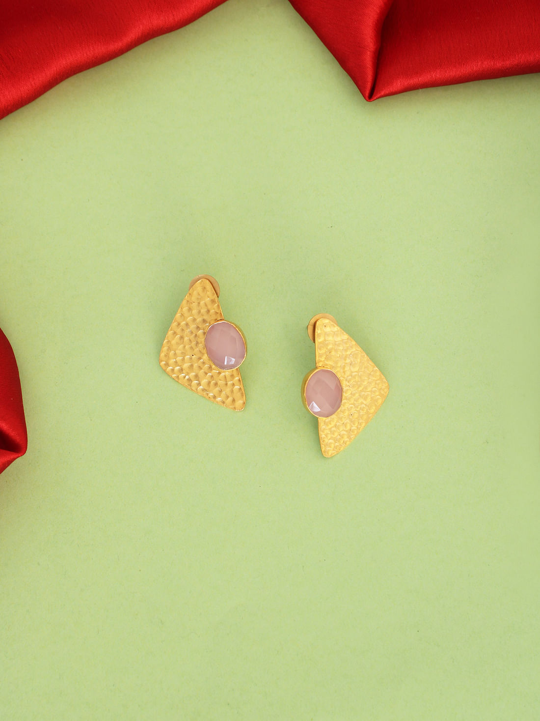 Pink Color Brass Earrings