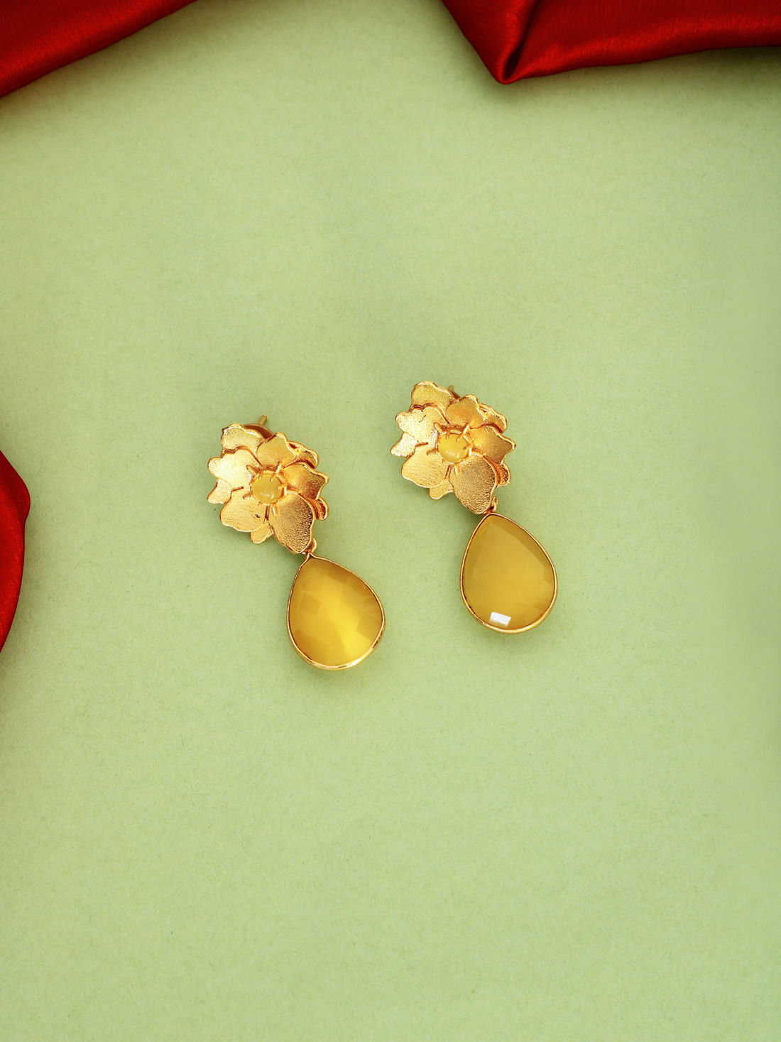 Yellow Color Brass Earrings