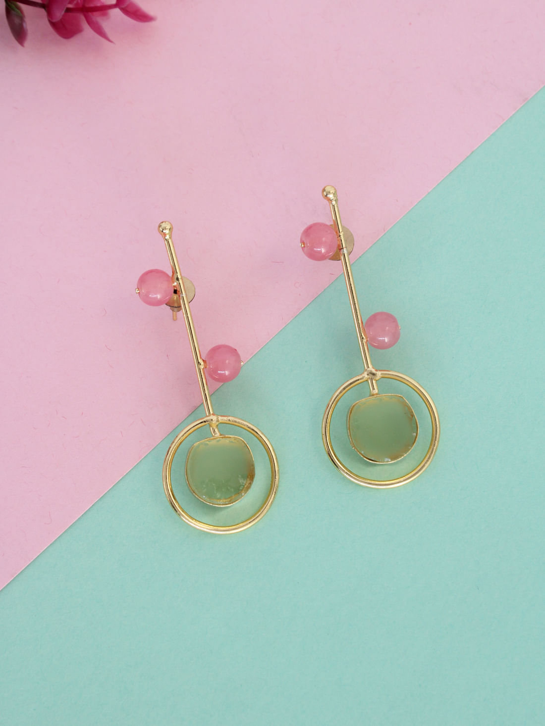 Yellow Color Stone Stick Earrings