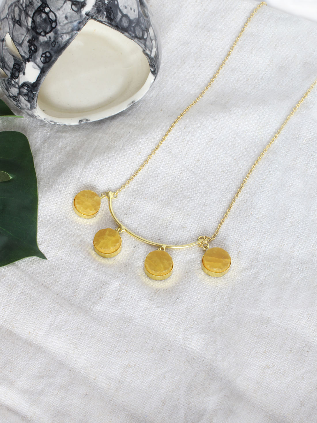 Yellow Color Druzy Necklace