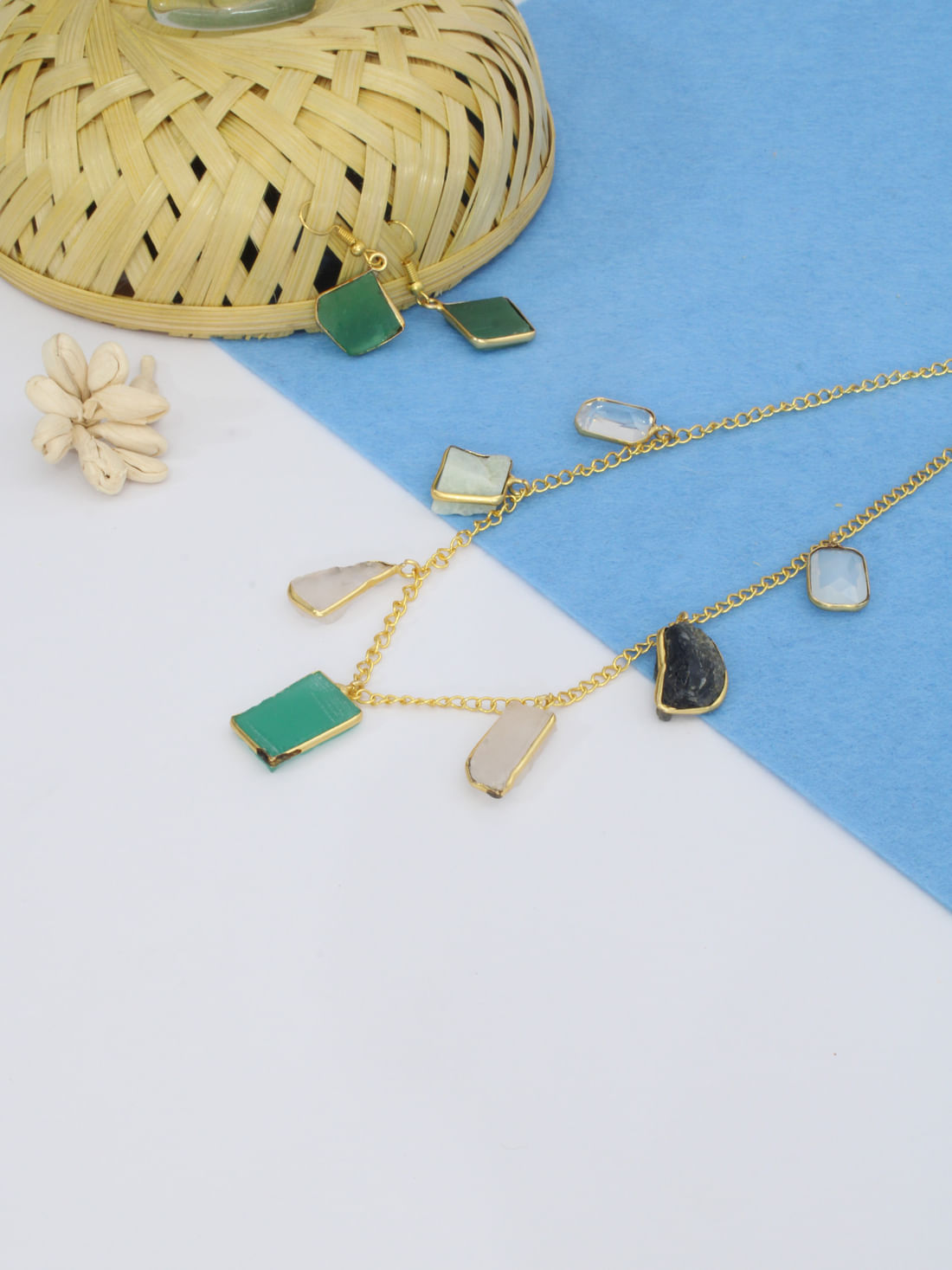 Multicolor Color Druzy Necklace Set