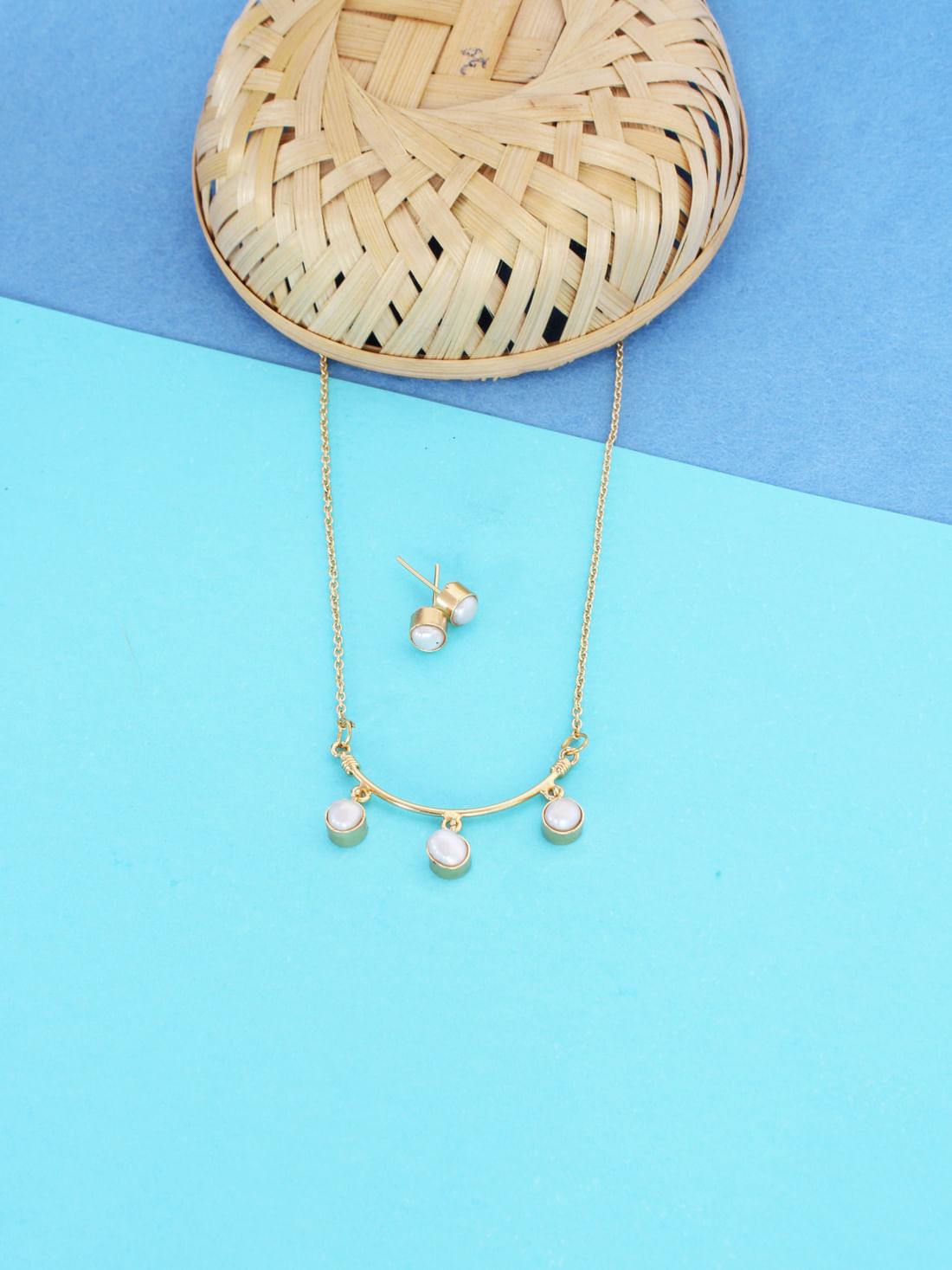 Fresh Water Pearl  Druzy Necklace Set