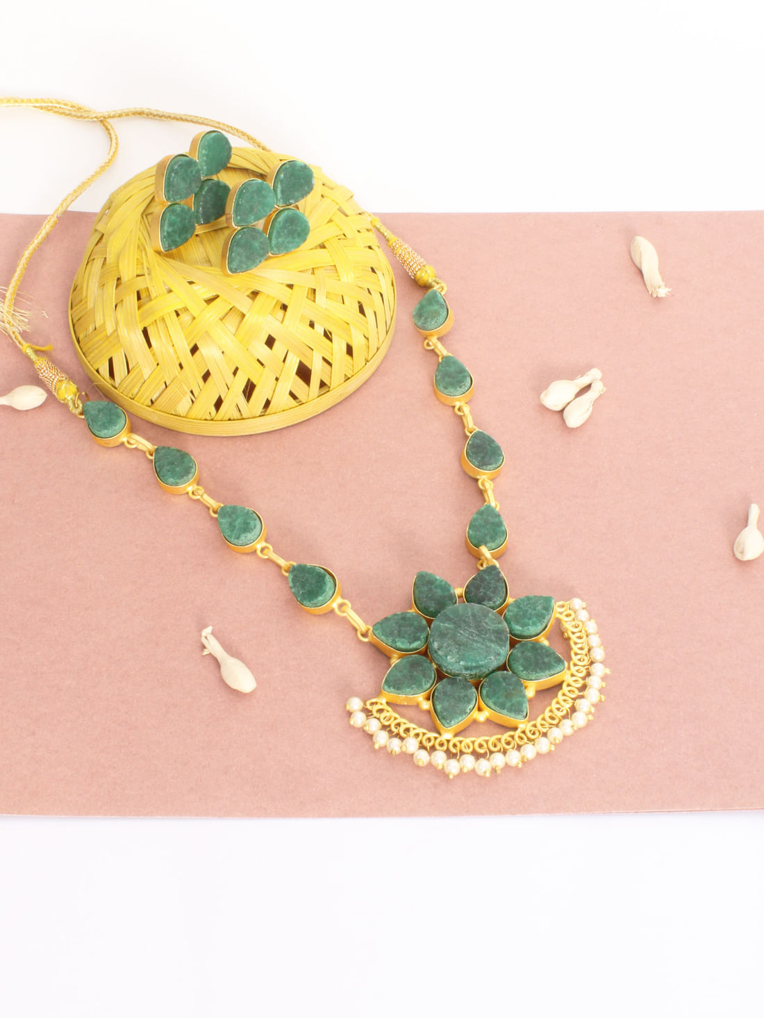 Green Color Druzy Necklace Set