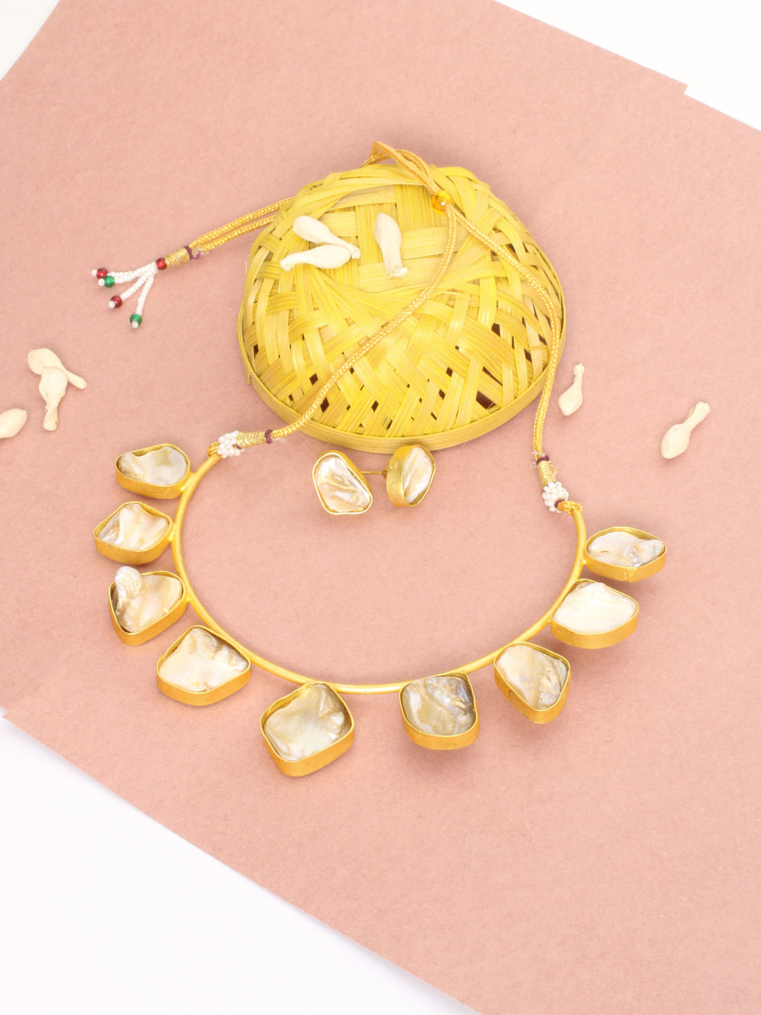 White Pearl  Color Druzy Necklace Set