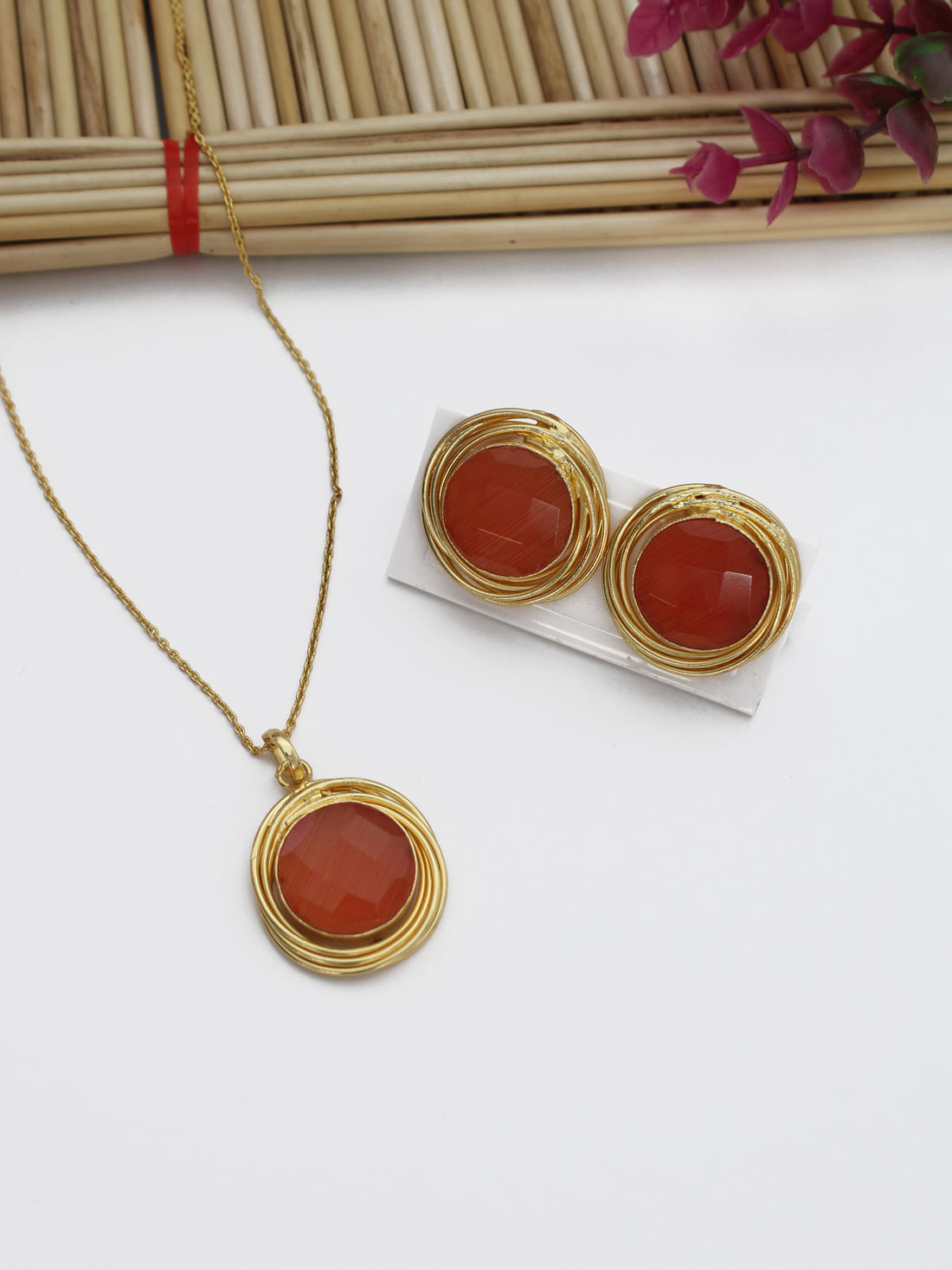 Orange Color Necklace Set