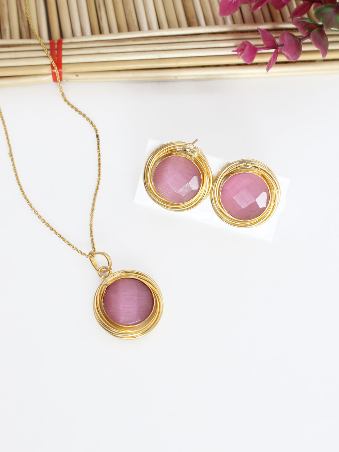 Pink Color Necklace Set