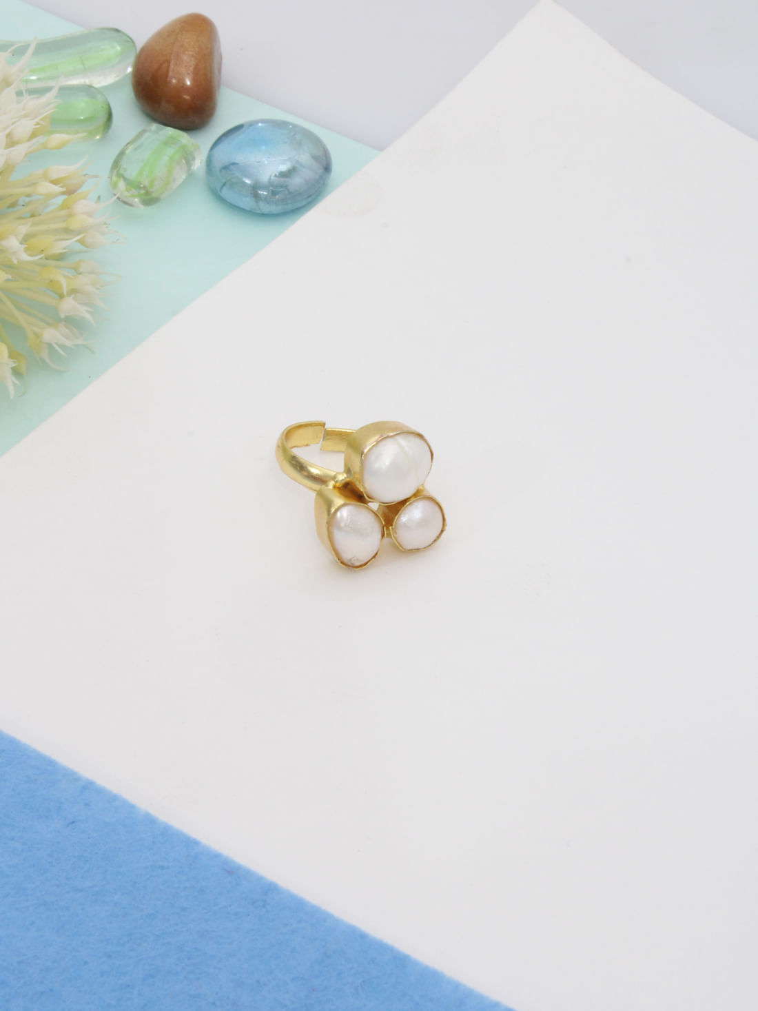 White Pearl Druzy Ring