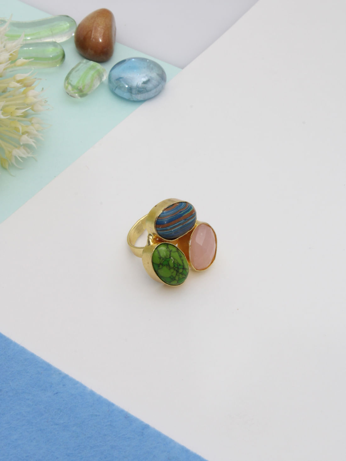 Multicolor Color Druzy  Ring