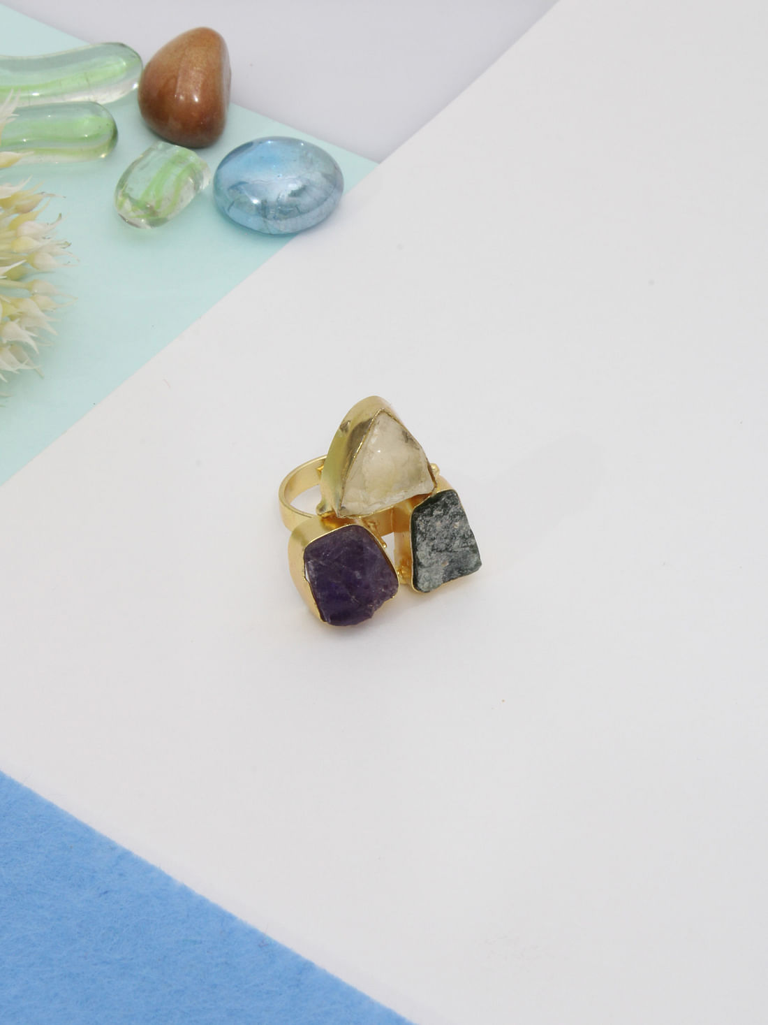 Multicolor Druzy  Ring