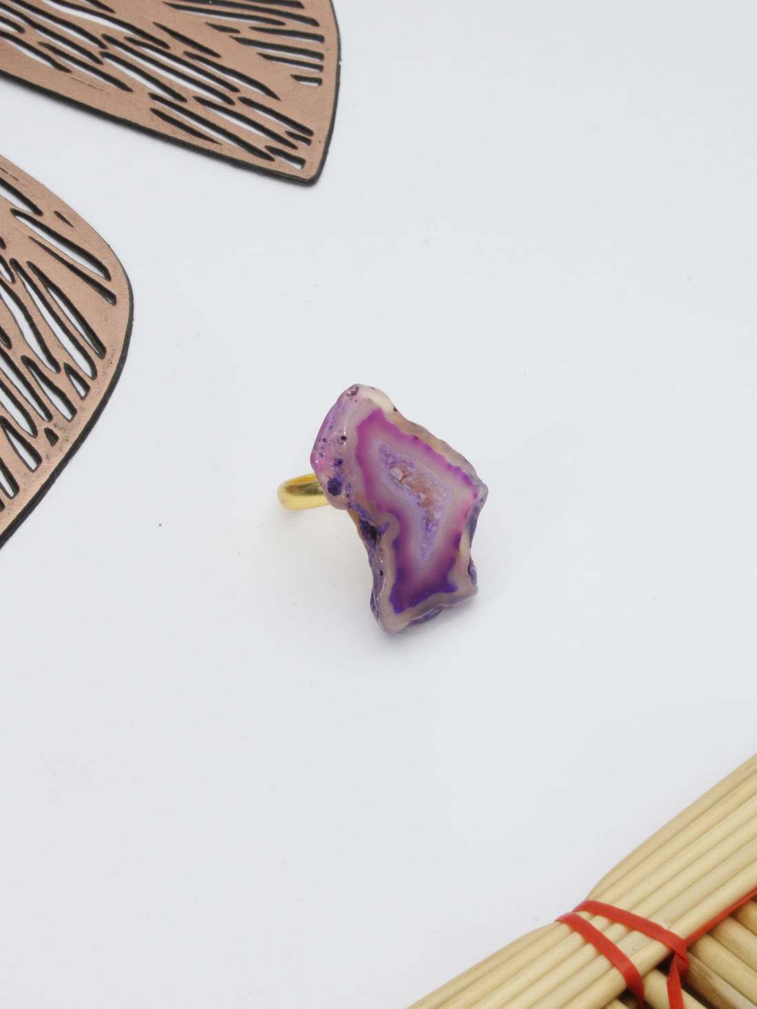 Purple Color Druzy  Ring