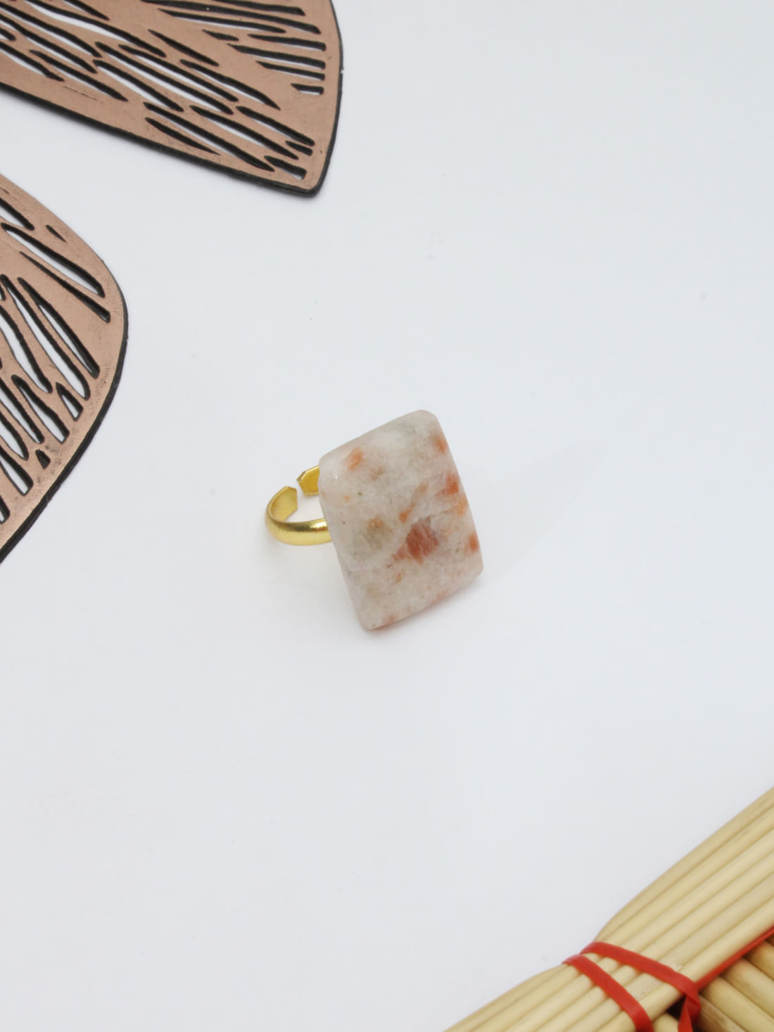 Orange Color Druzy Ring