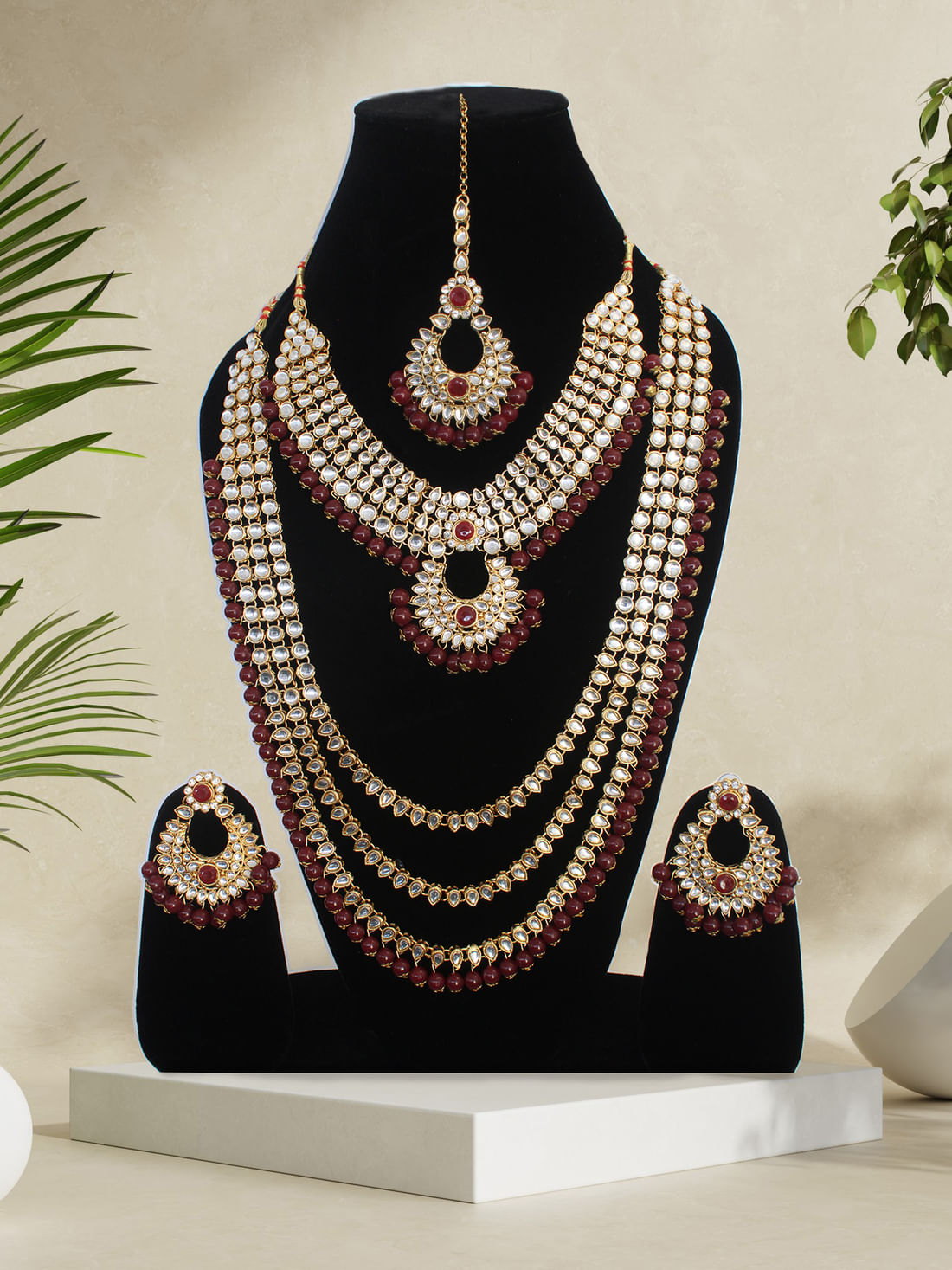Red Color Kundan Bridal Set