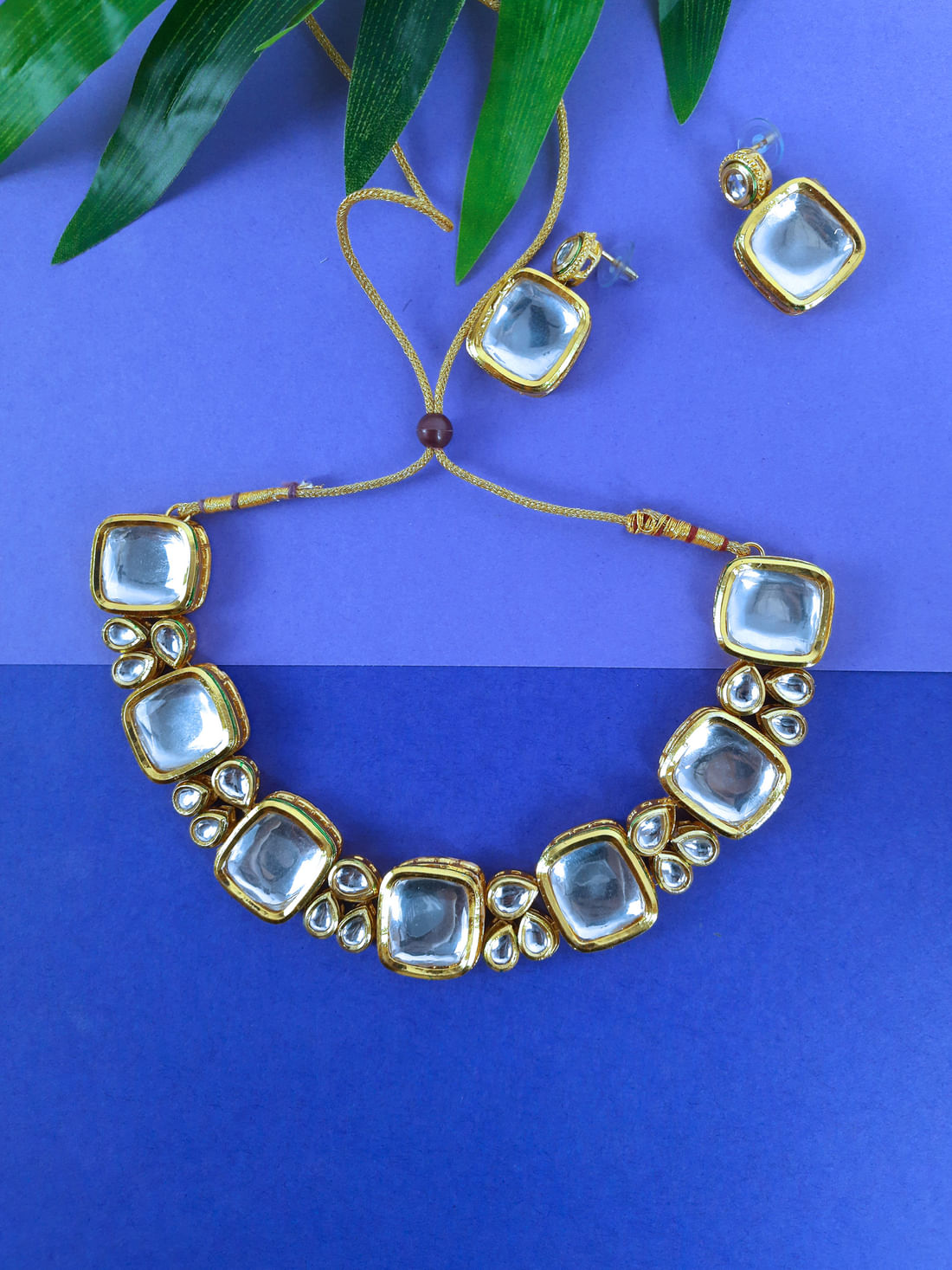 Golden Color Kundan Necklace Set