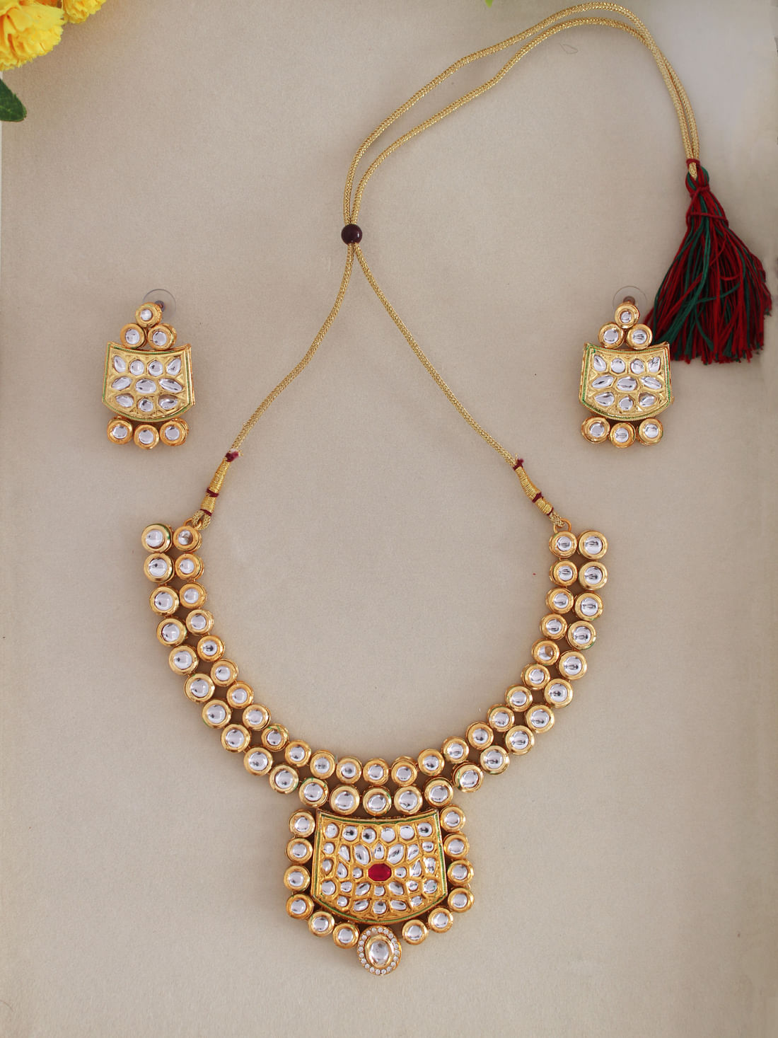 Golden Color Kundan Necklace Set
