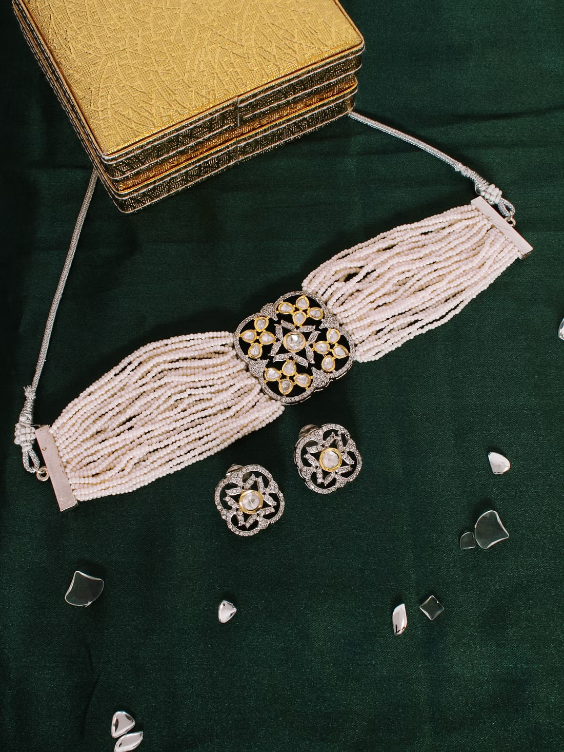 White Color Meenakari Necklace Set