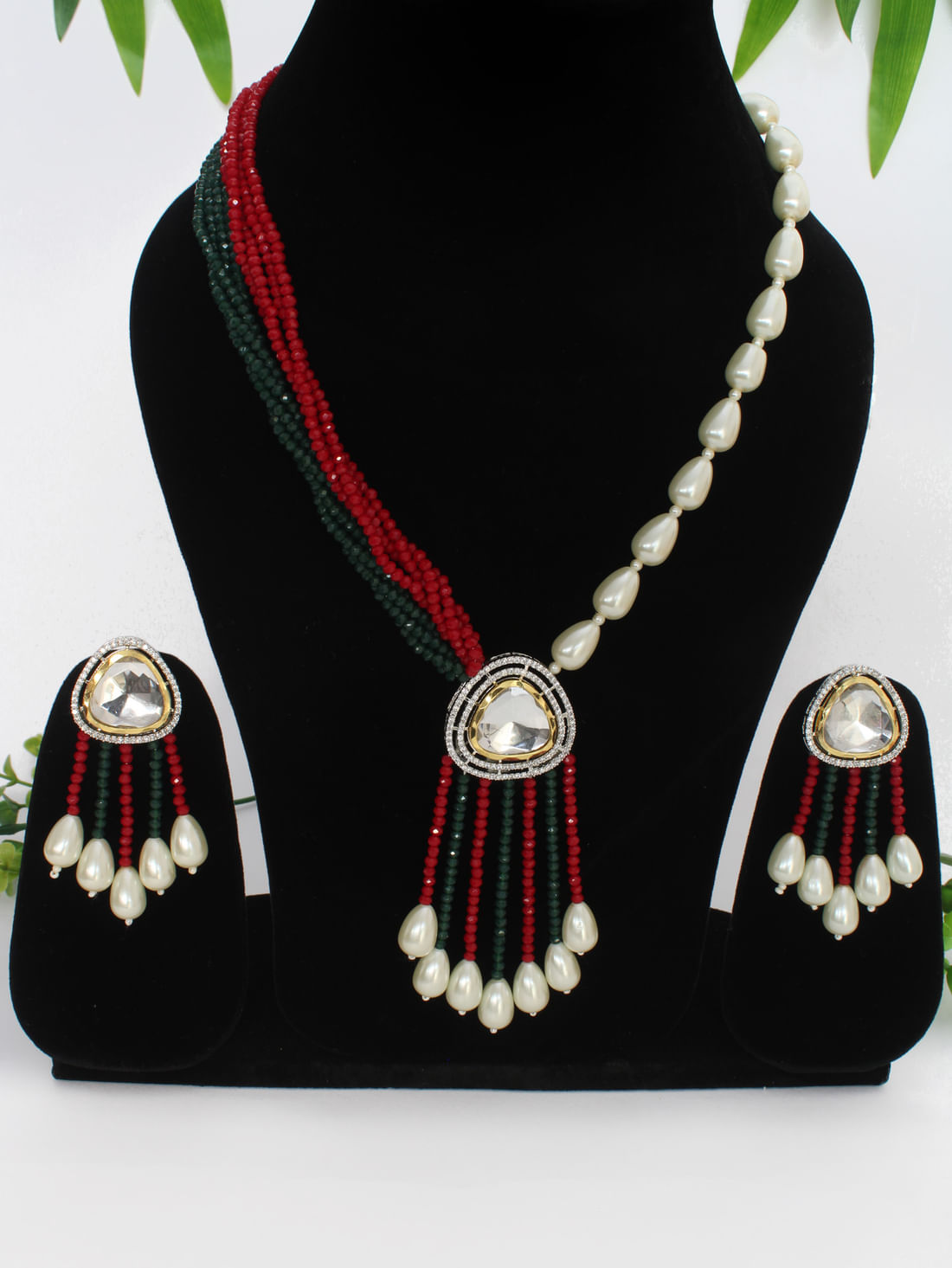 Multicolor  Kundan Brass Necklace Set