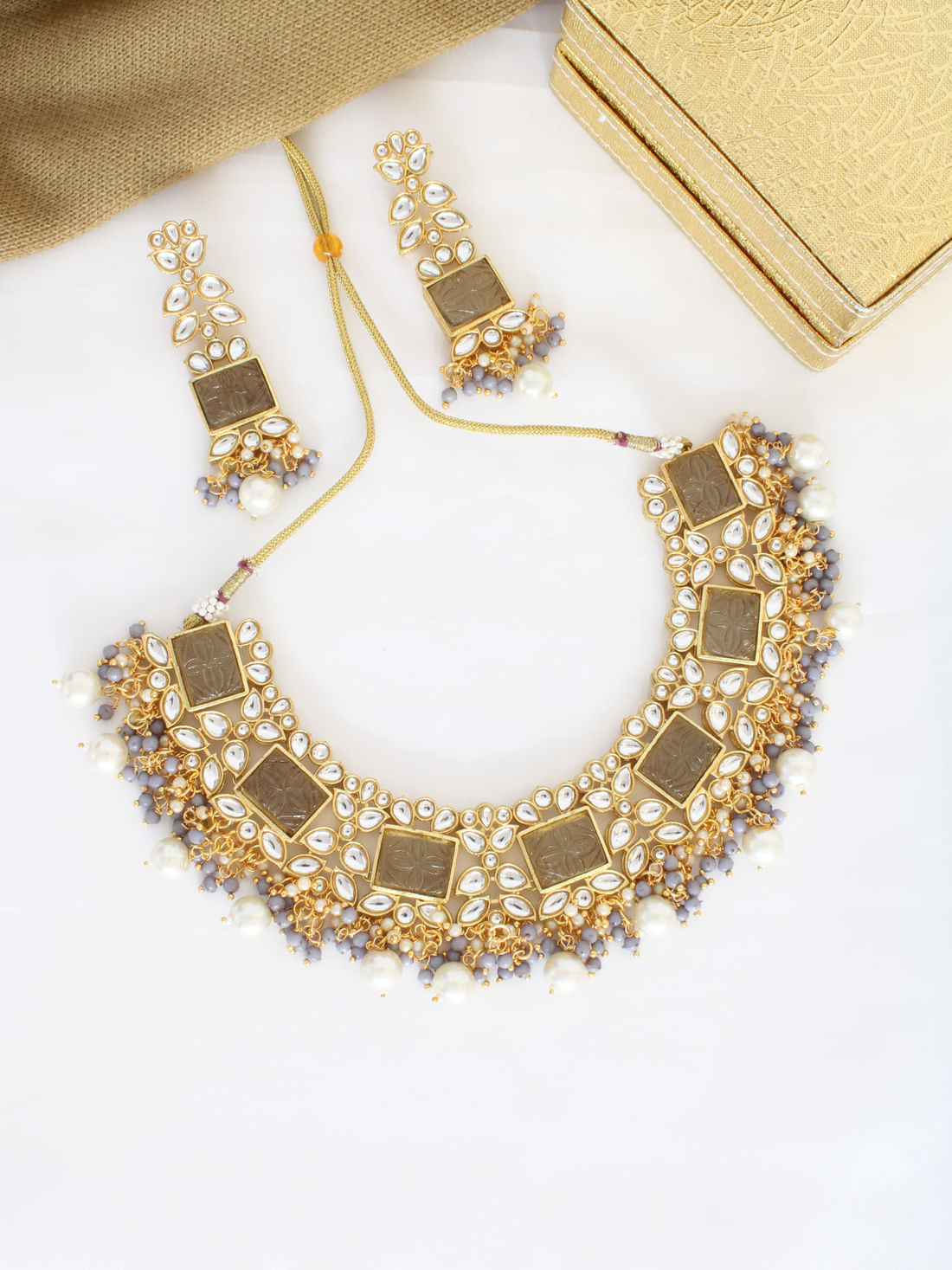 Brown  Color Kundan Necklace Set