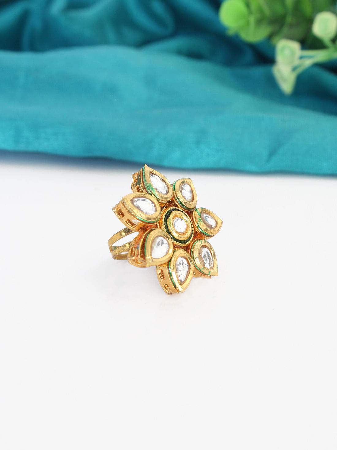 Golden Color Kundan Ring