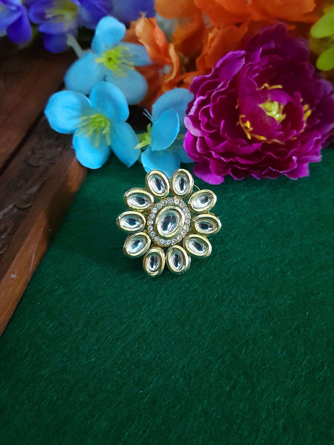 Golden Color Kundan Ring