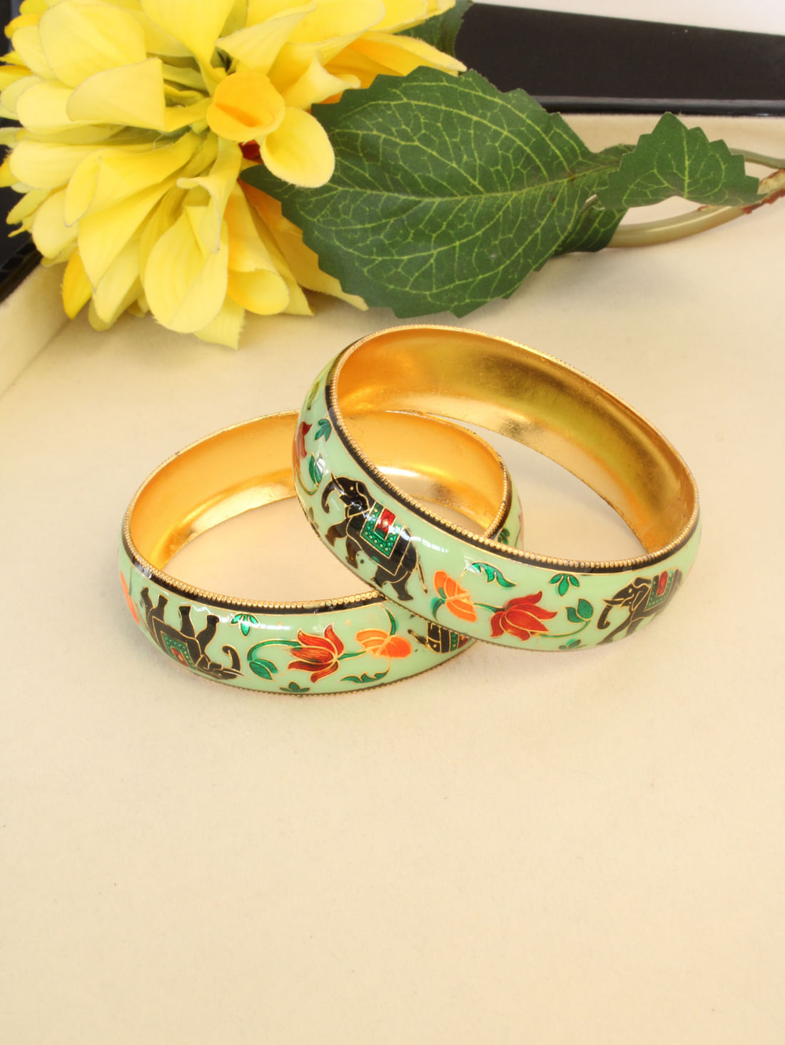 Mint Green Color Meenakari Bangle