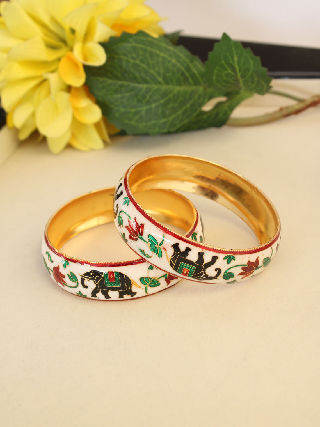 Ivory White Color Meenakari Bangles