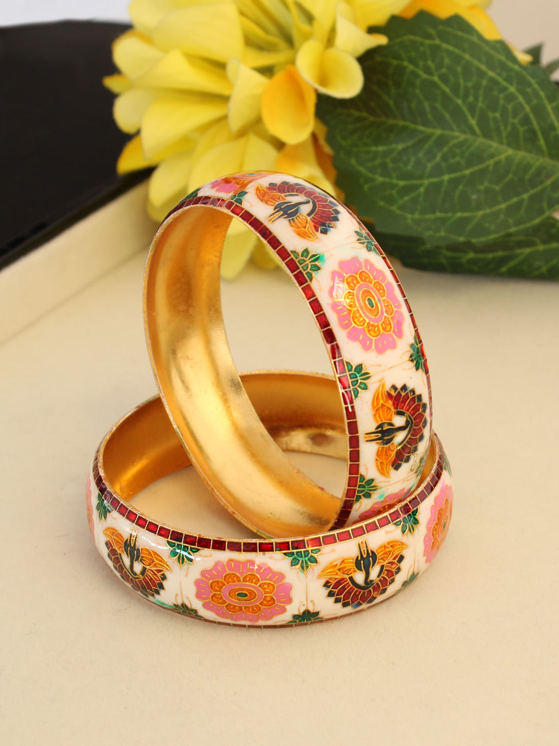 White Color Meenakari Bangle