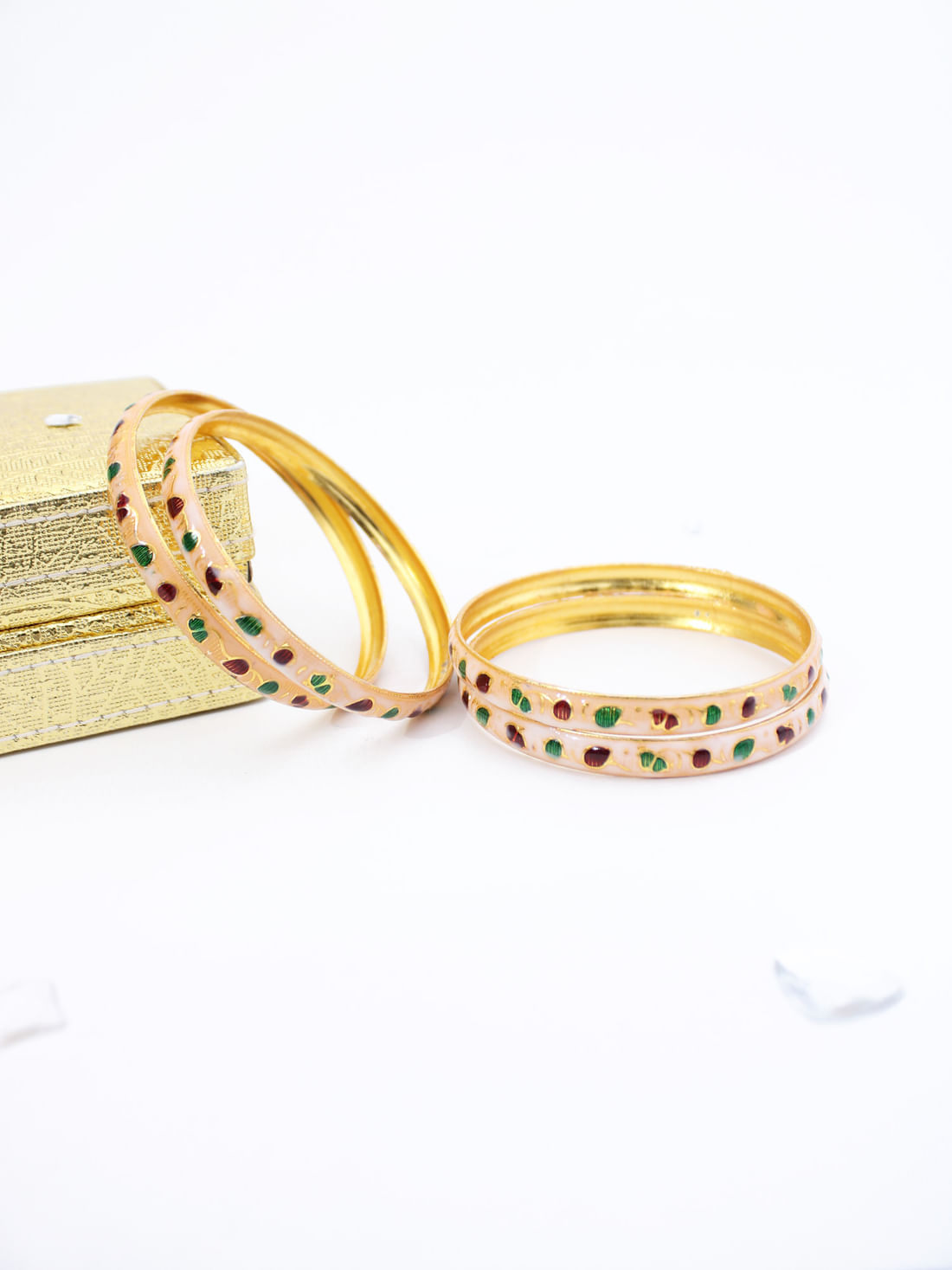 Peach Color Meenakari Bangle