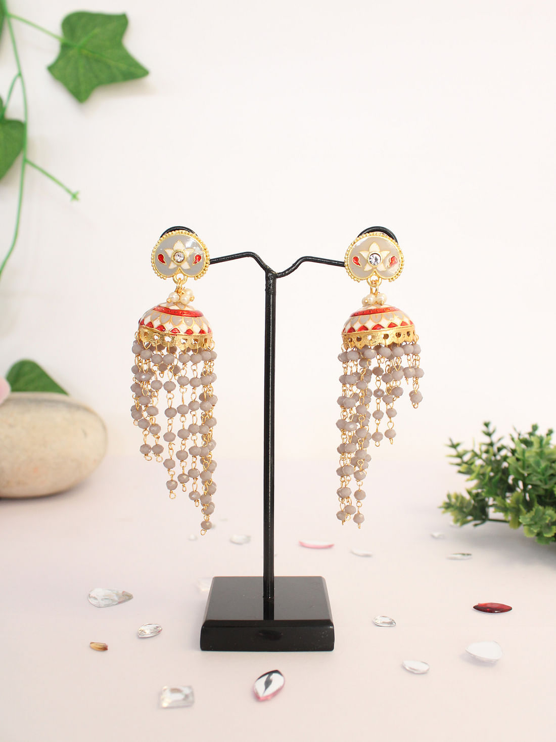 Gold Color Geometric Grey Crystals Vintage Tassel Earrings – Neshe Fashion  Jewelry