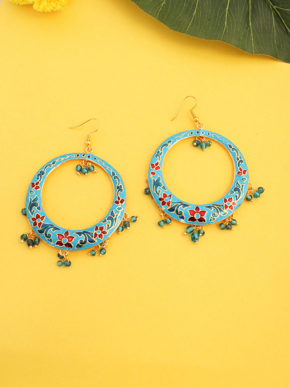 Blue Color  Meenakari Earrings