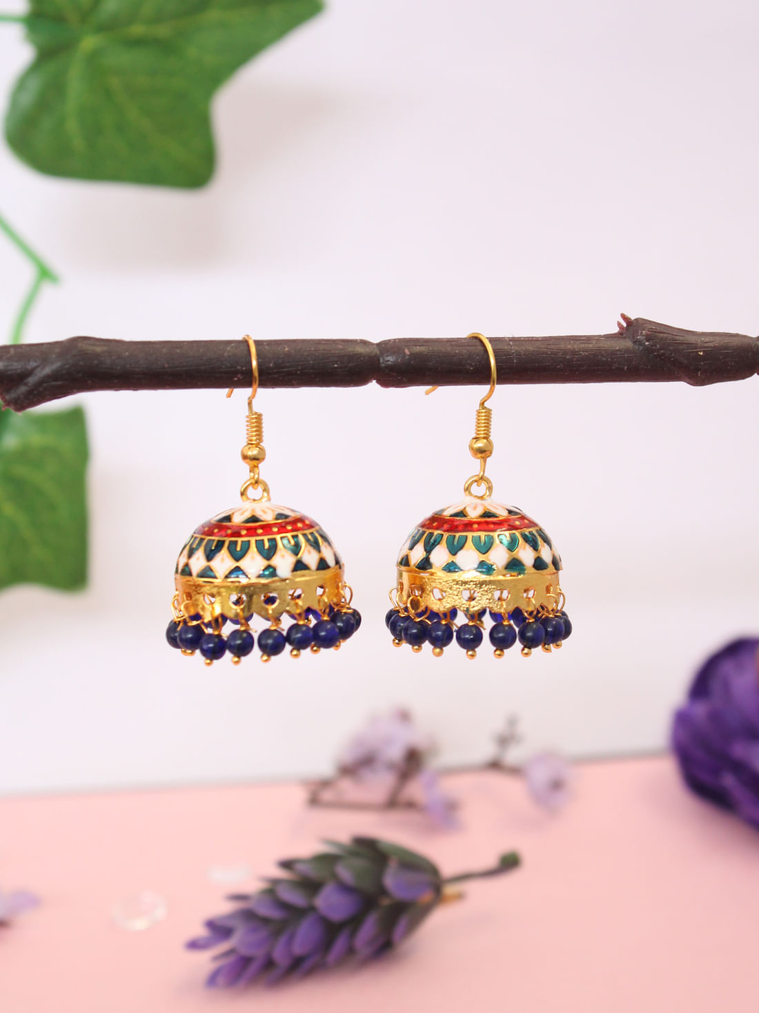 Blue Color Meenakari Earrings