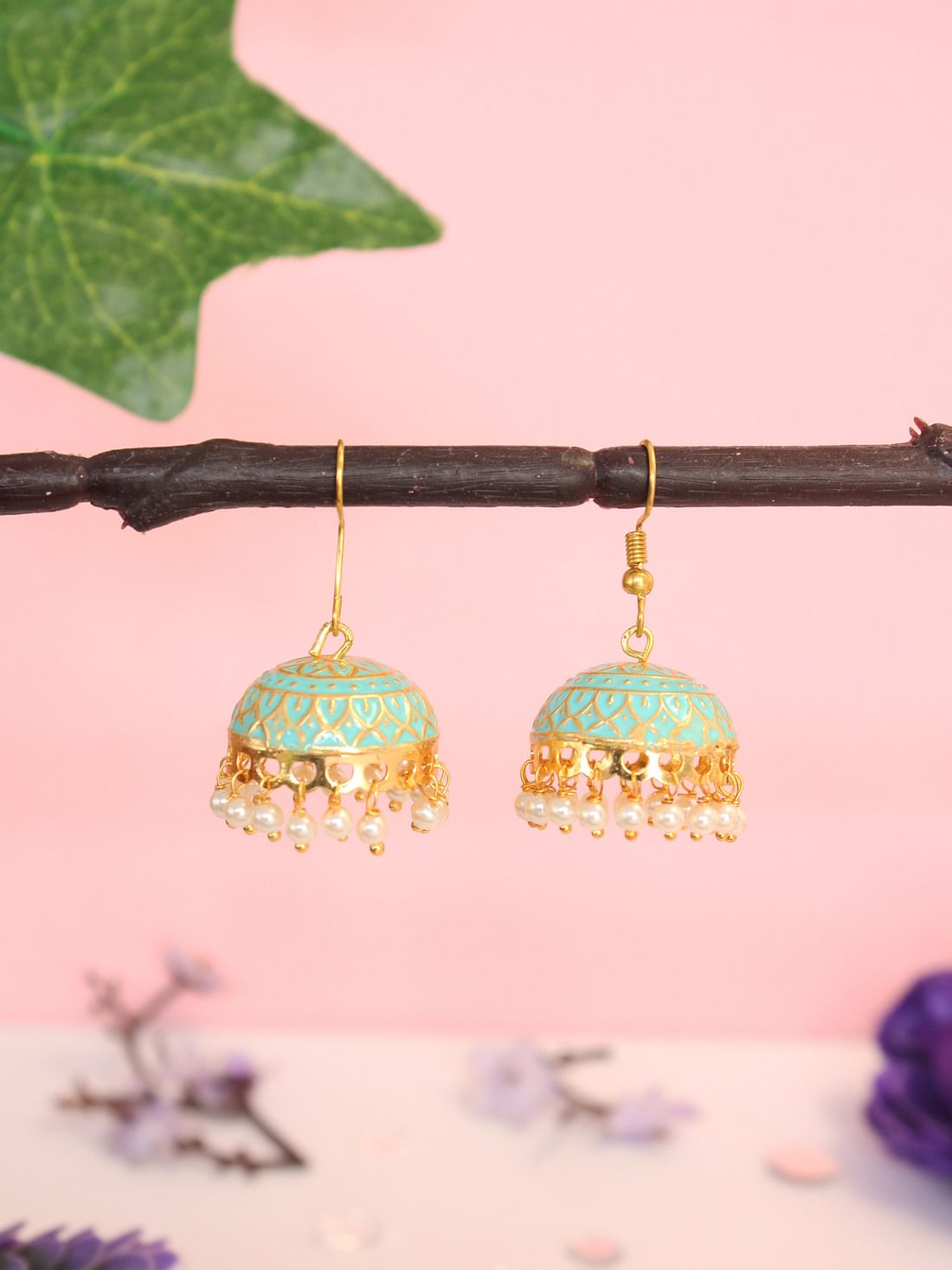 Meenakari on sale jhumka earrings