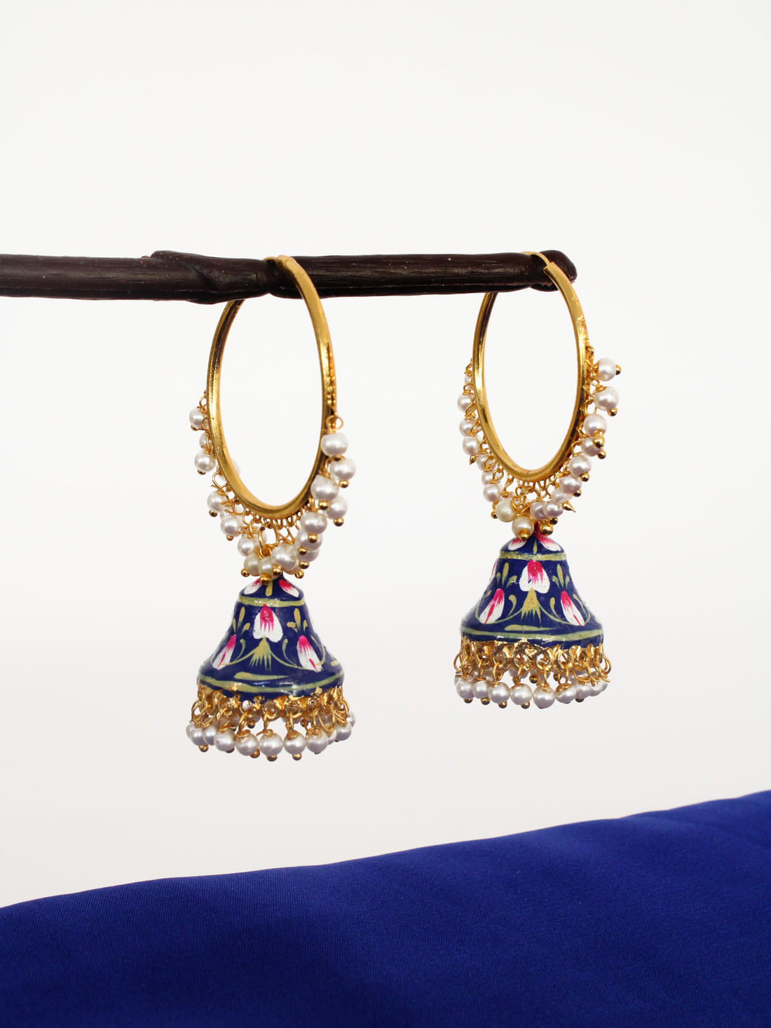 Blue Color Meenakari Jhumka