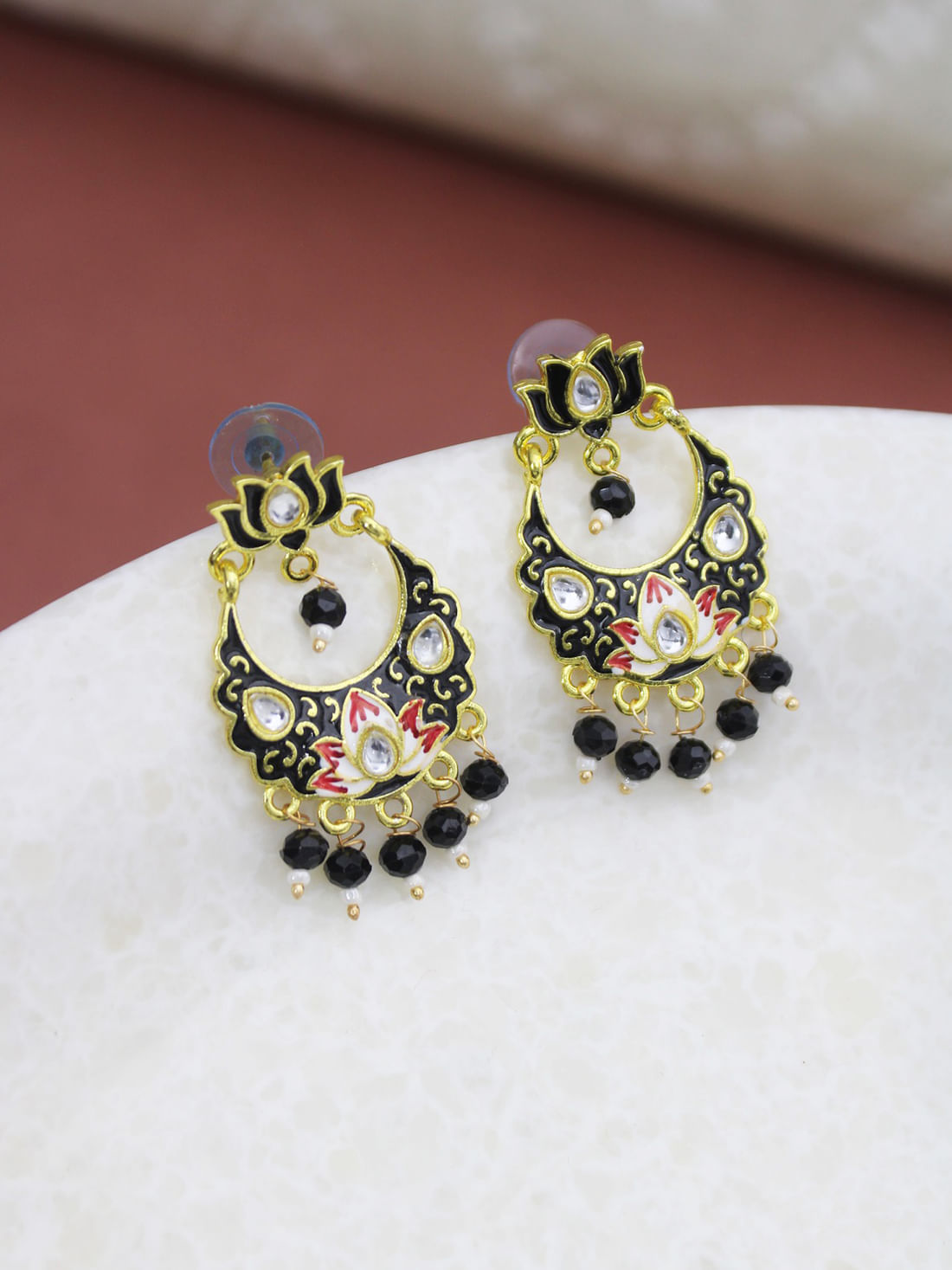 Black Color Meenakari Earrings