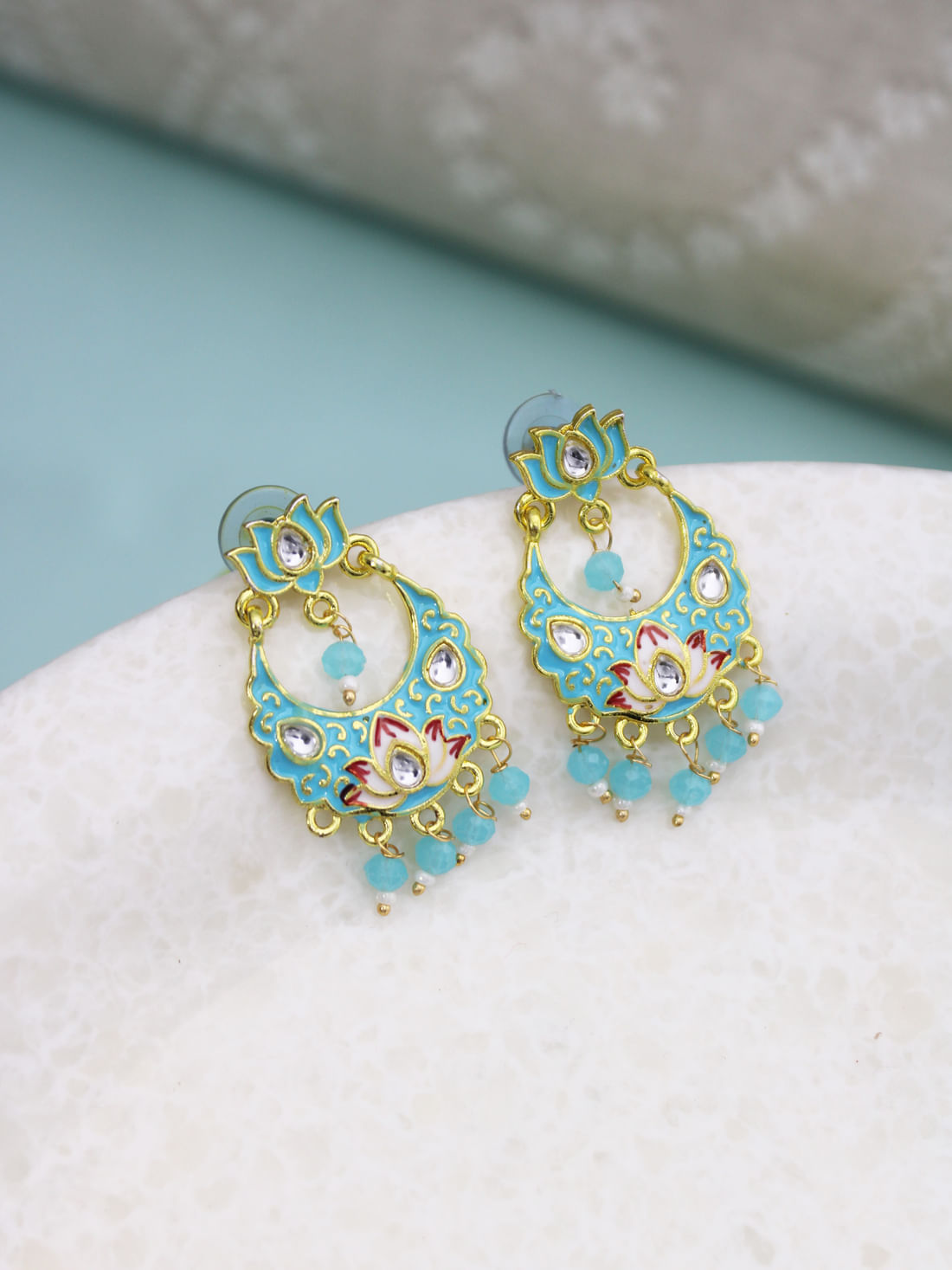 Light Blue Color Meenakari Earrings