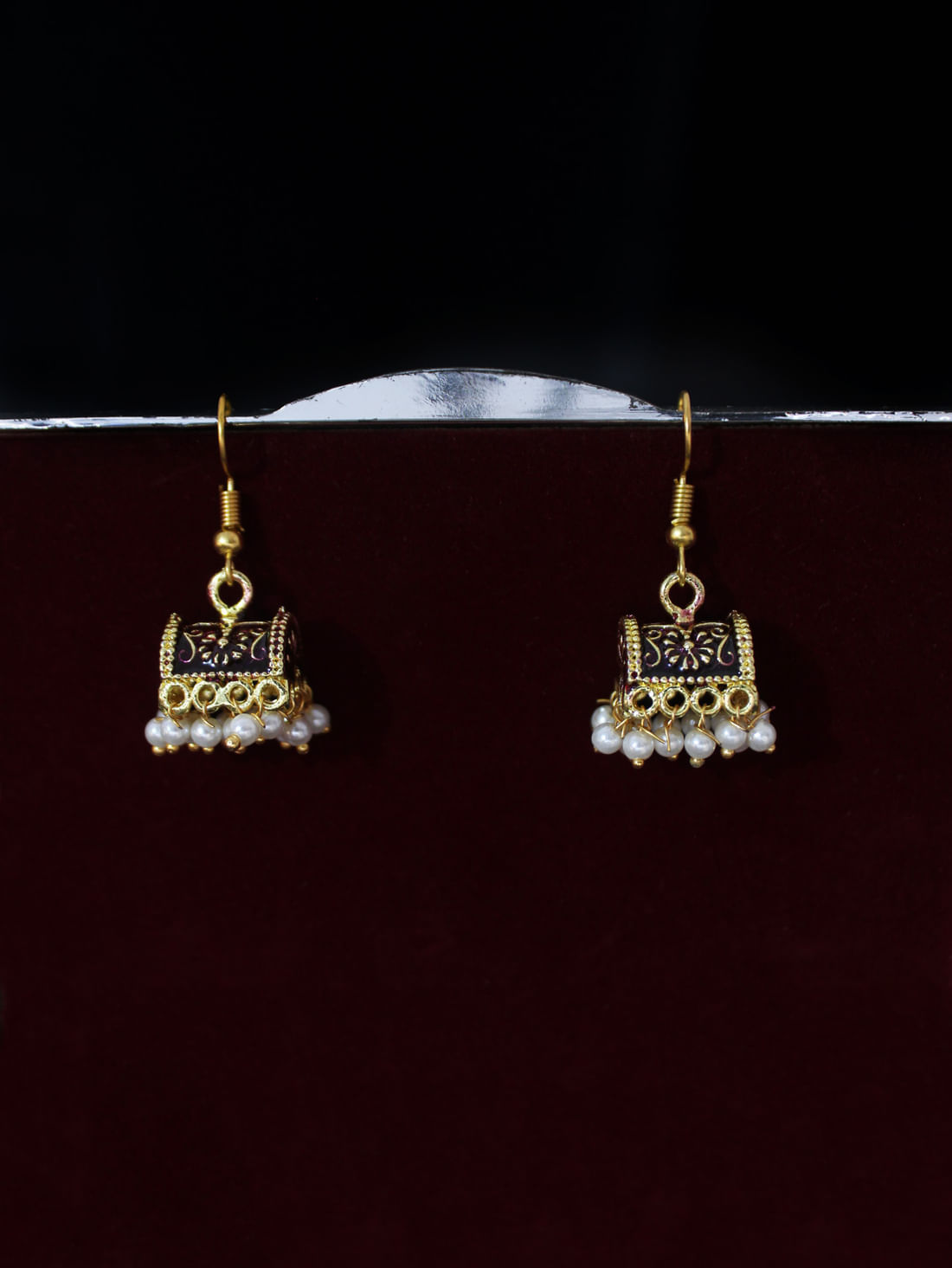 Red Color Meenakari Earrings