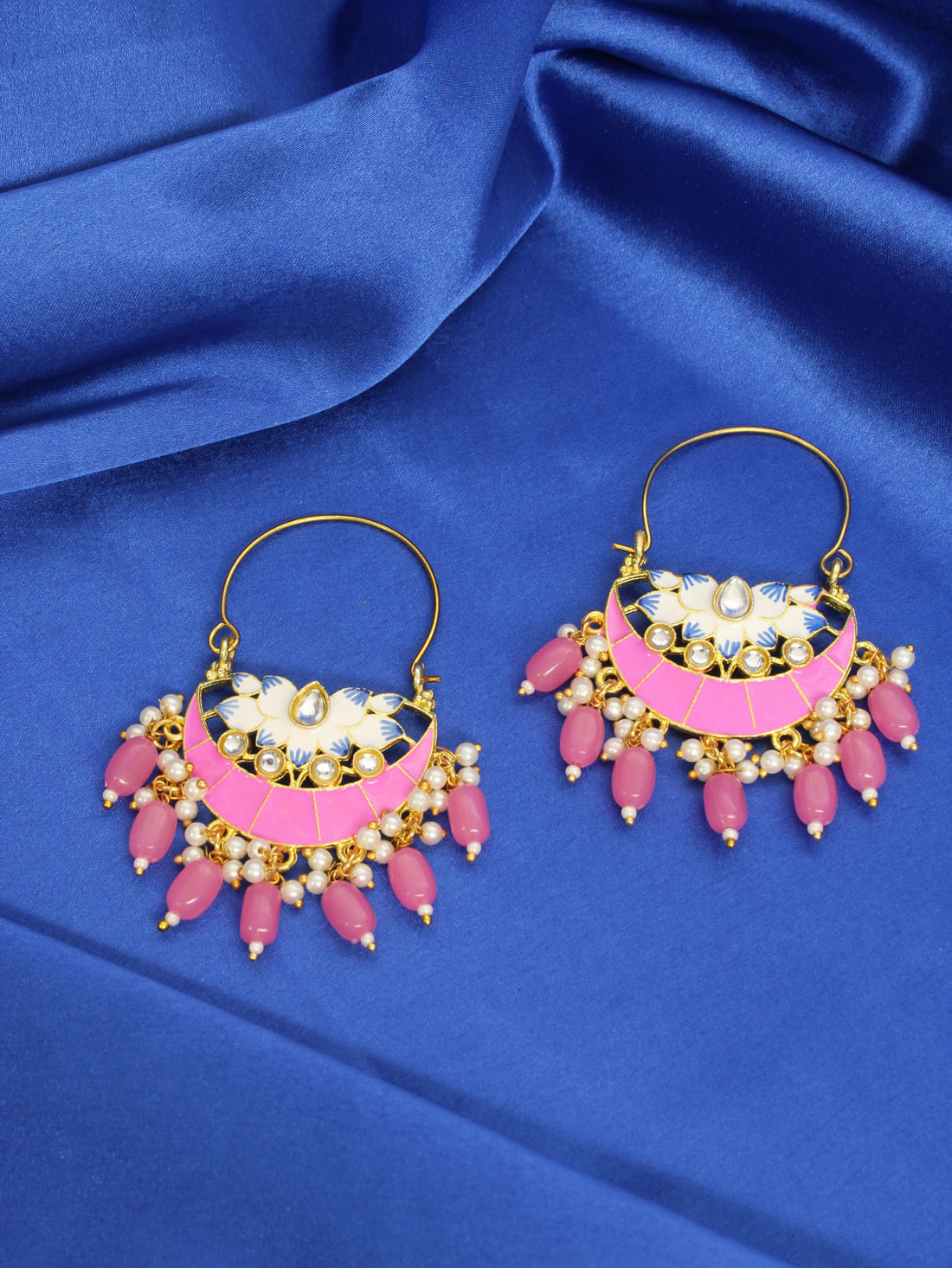 Pink Color Meenakari Earrings