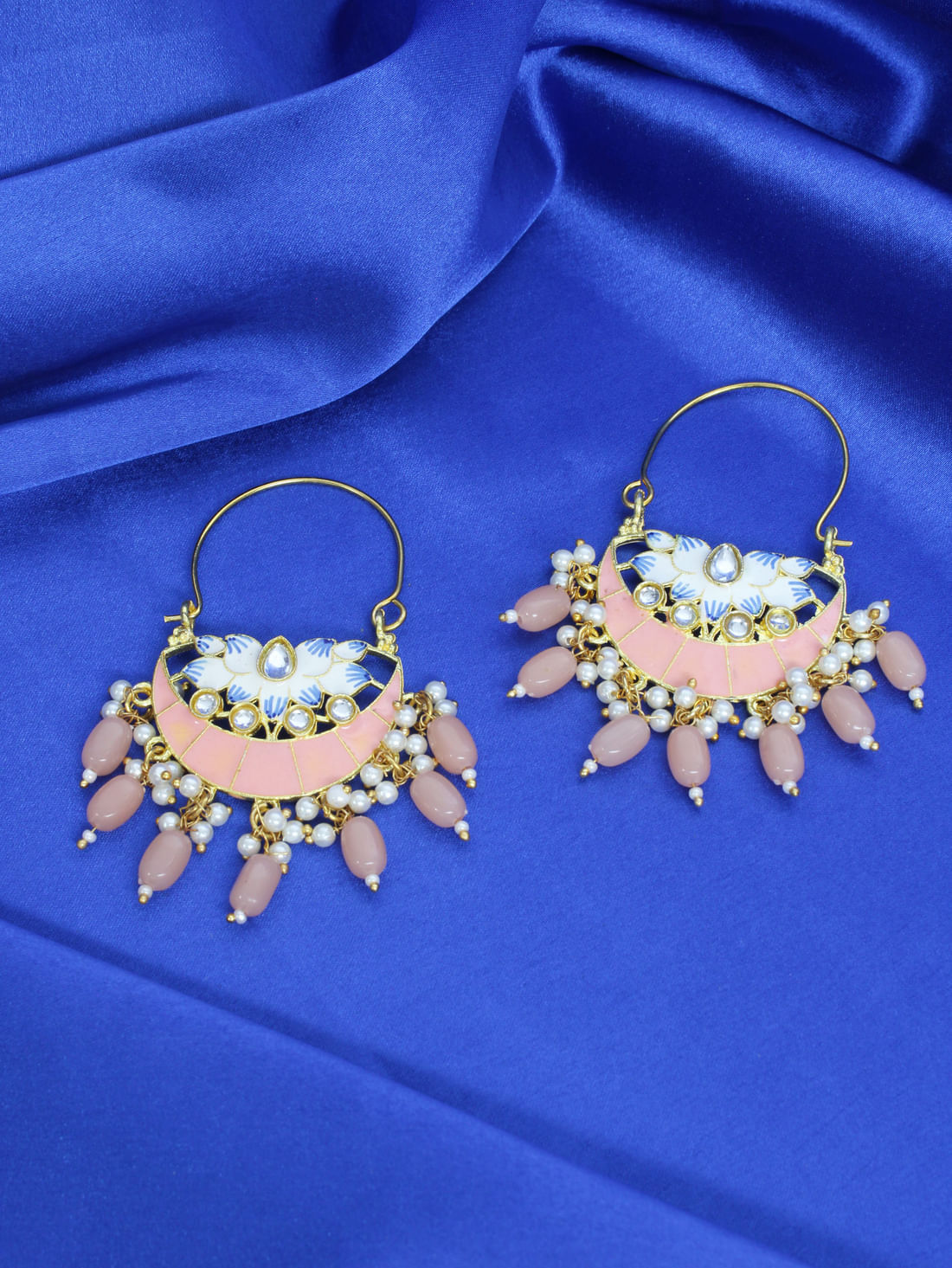 Peach Color Meenakari Earrings