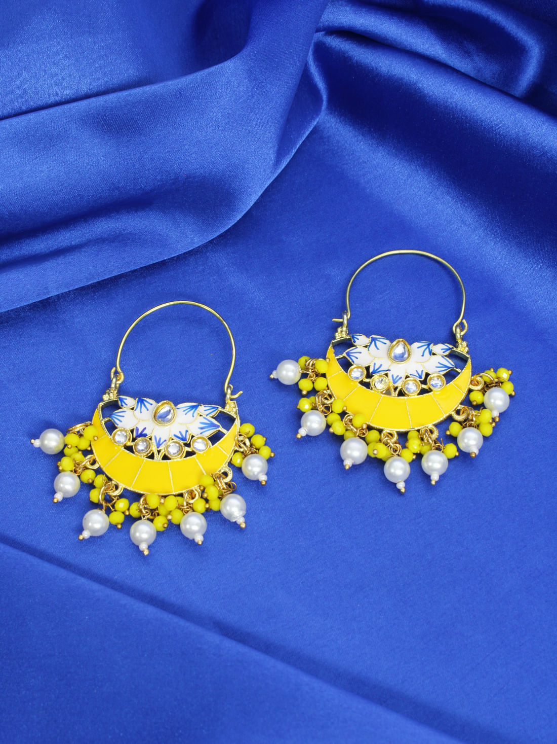 Yellow Color Meenakari Earrings