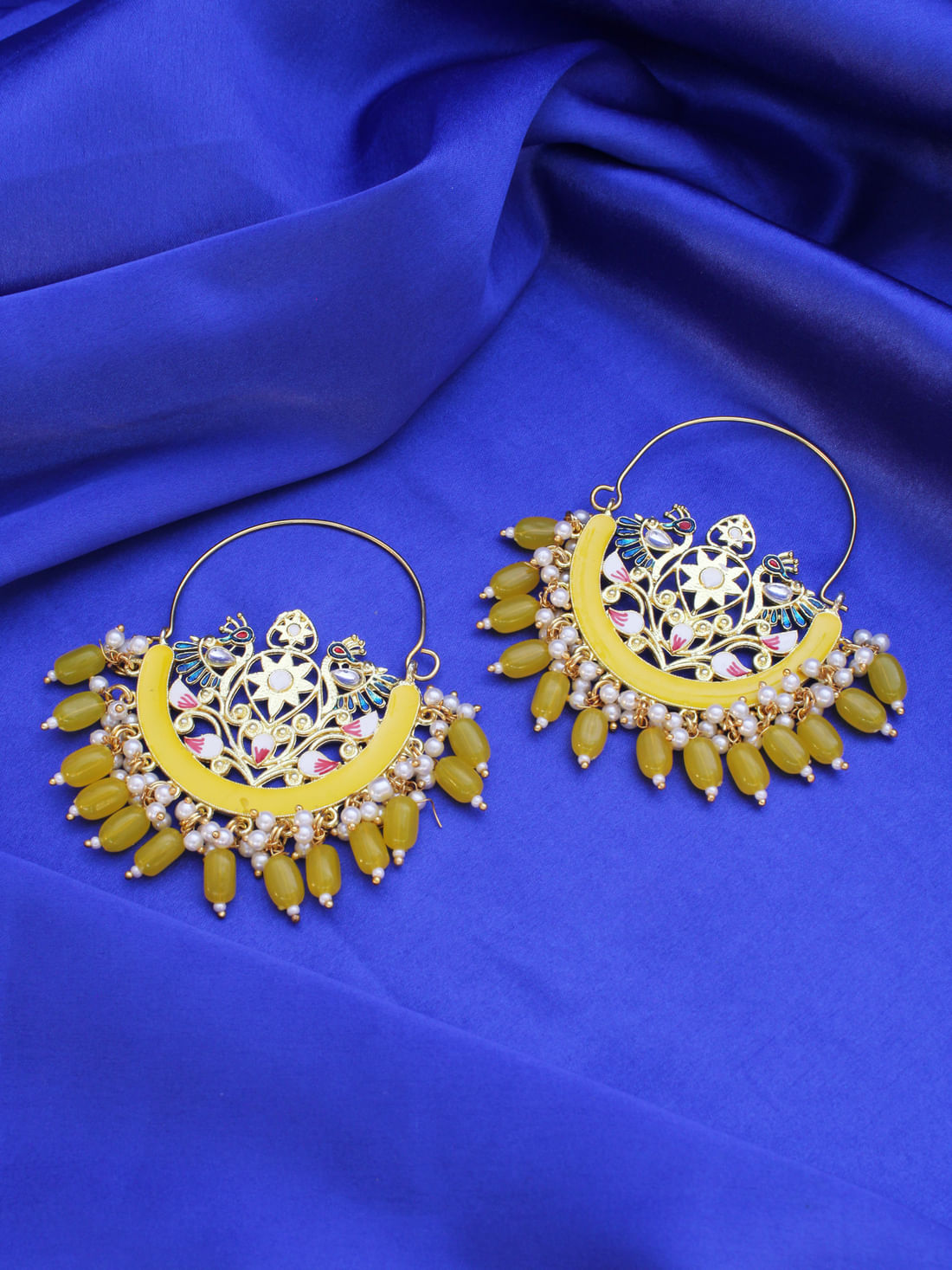 Yellow Color Meenakari Earrings