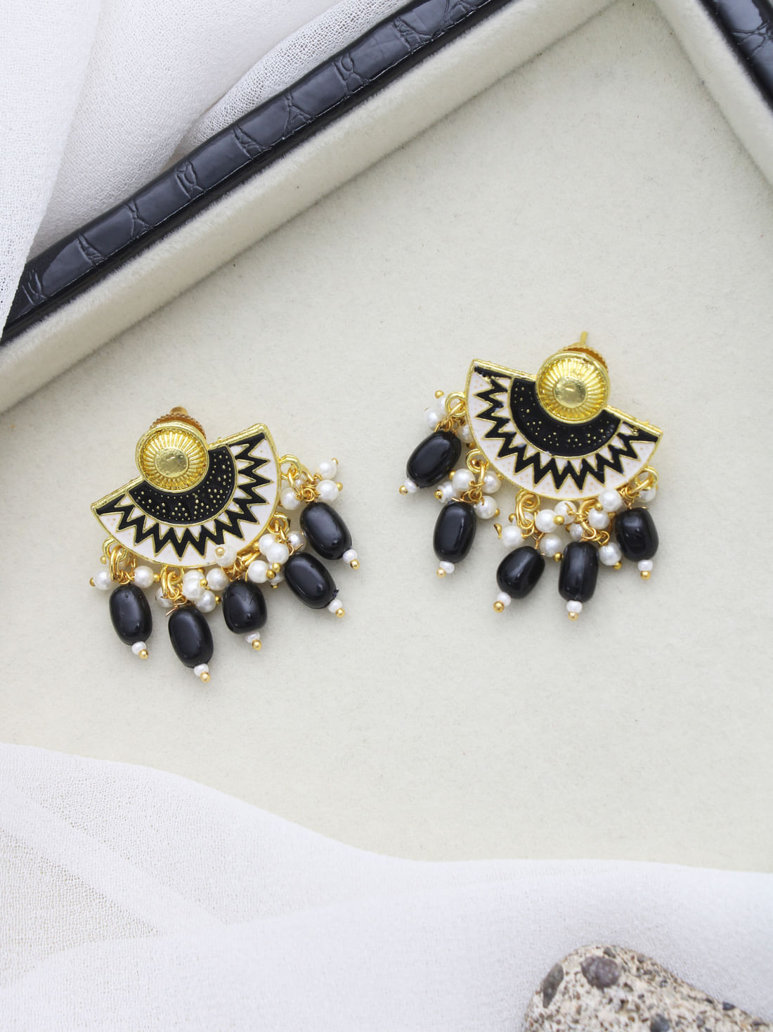 Black Color Meenakari Earrings