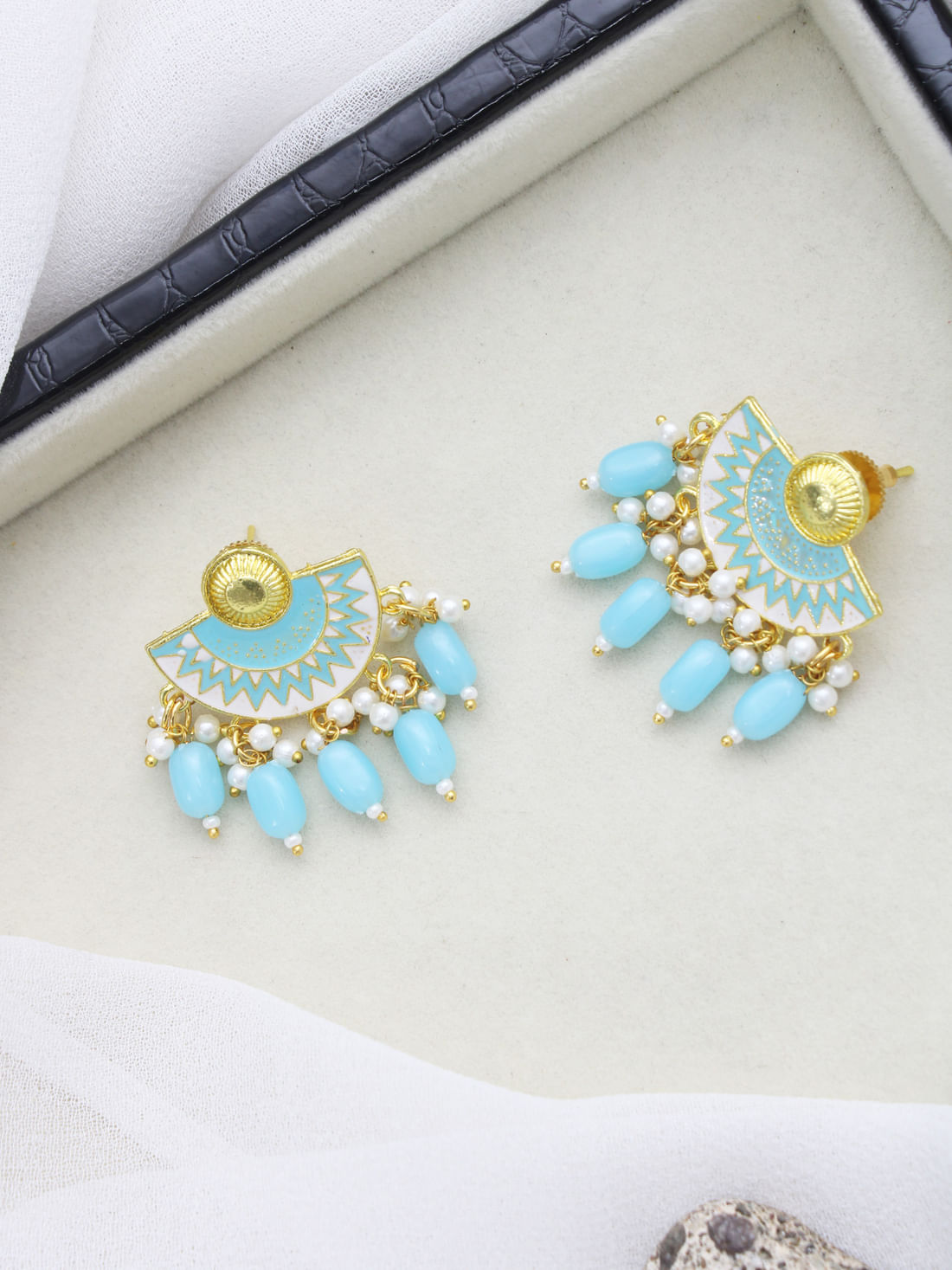 Blue Color Meenakari Earrings