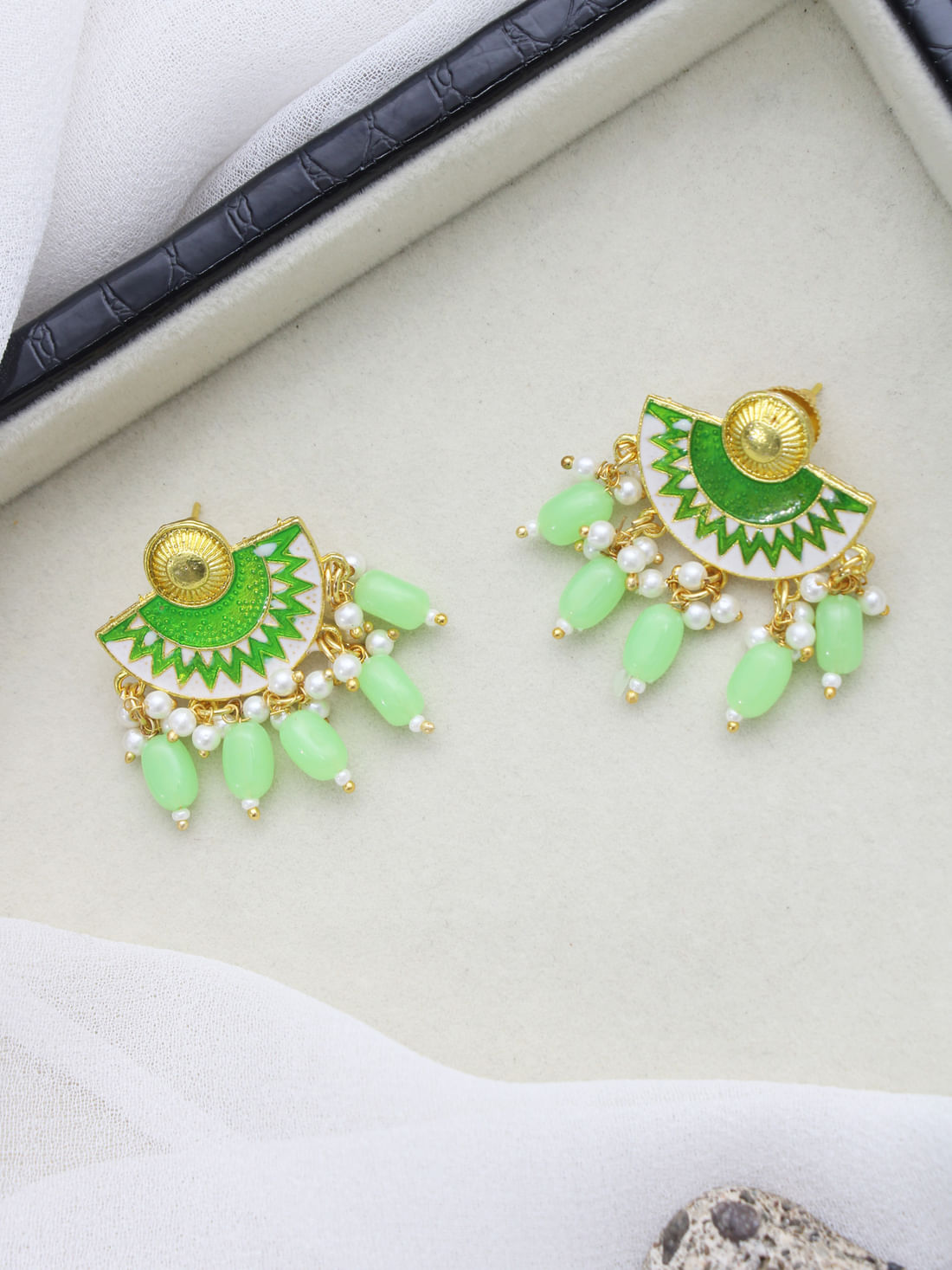 Green Color Meenakari Earrings