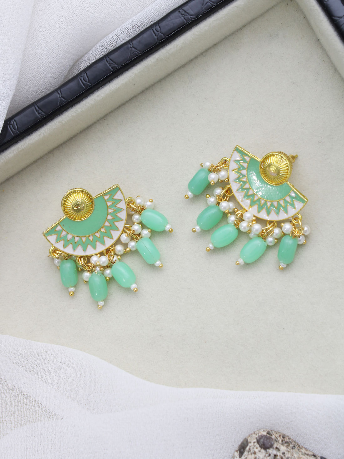 Light Green Color Meenakari Earrings