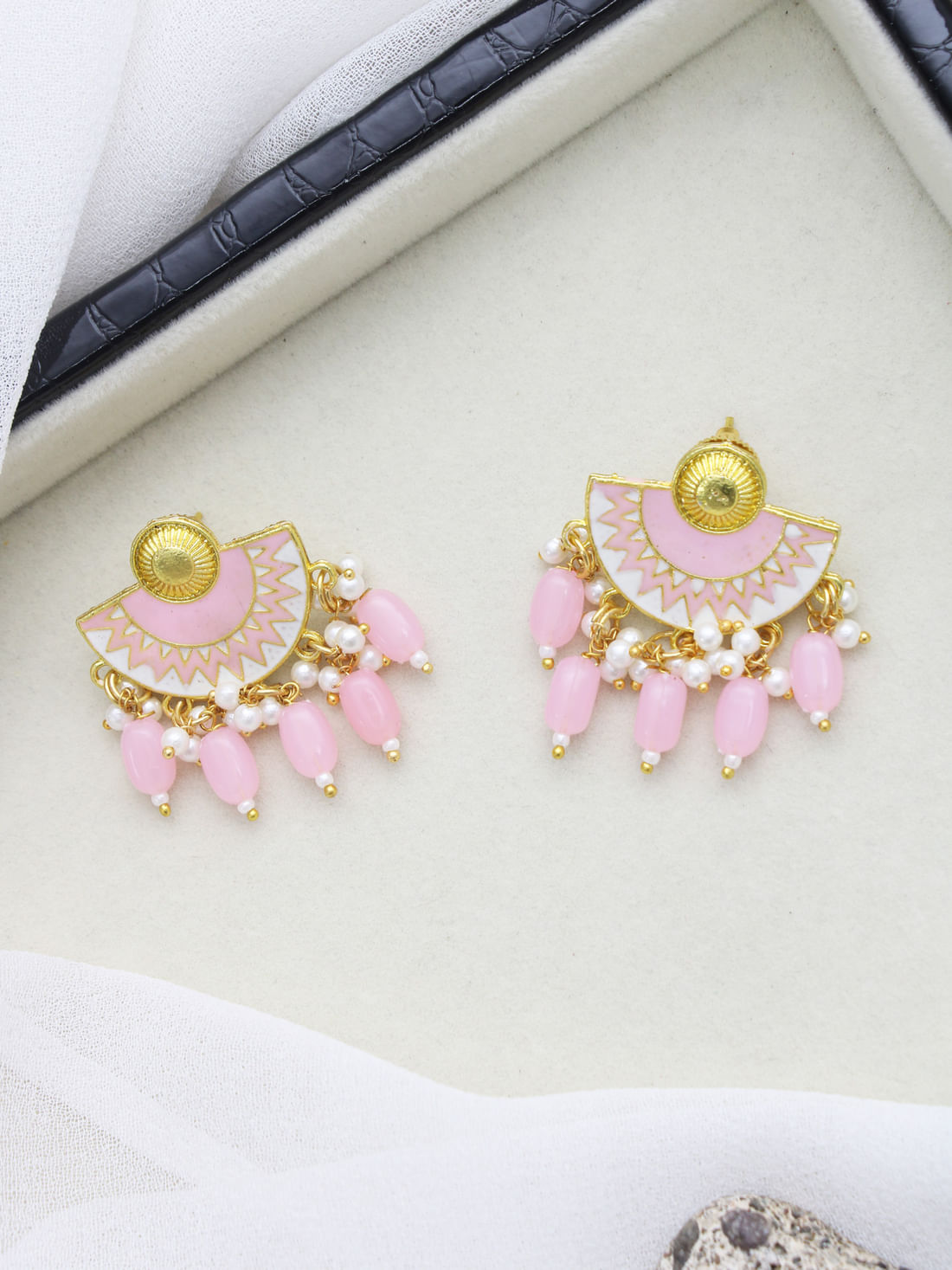 Light Pink Color Meenakari Earrings