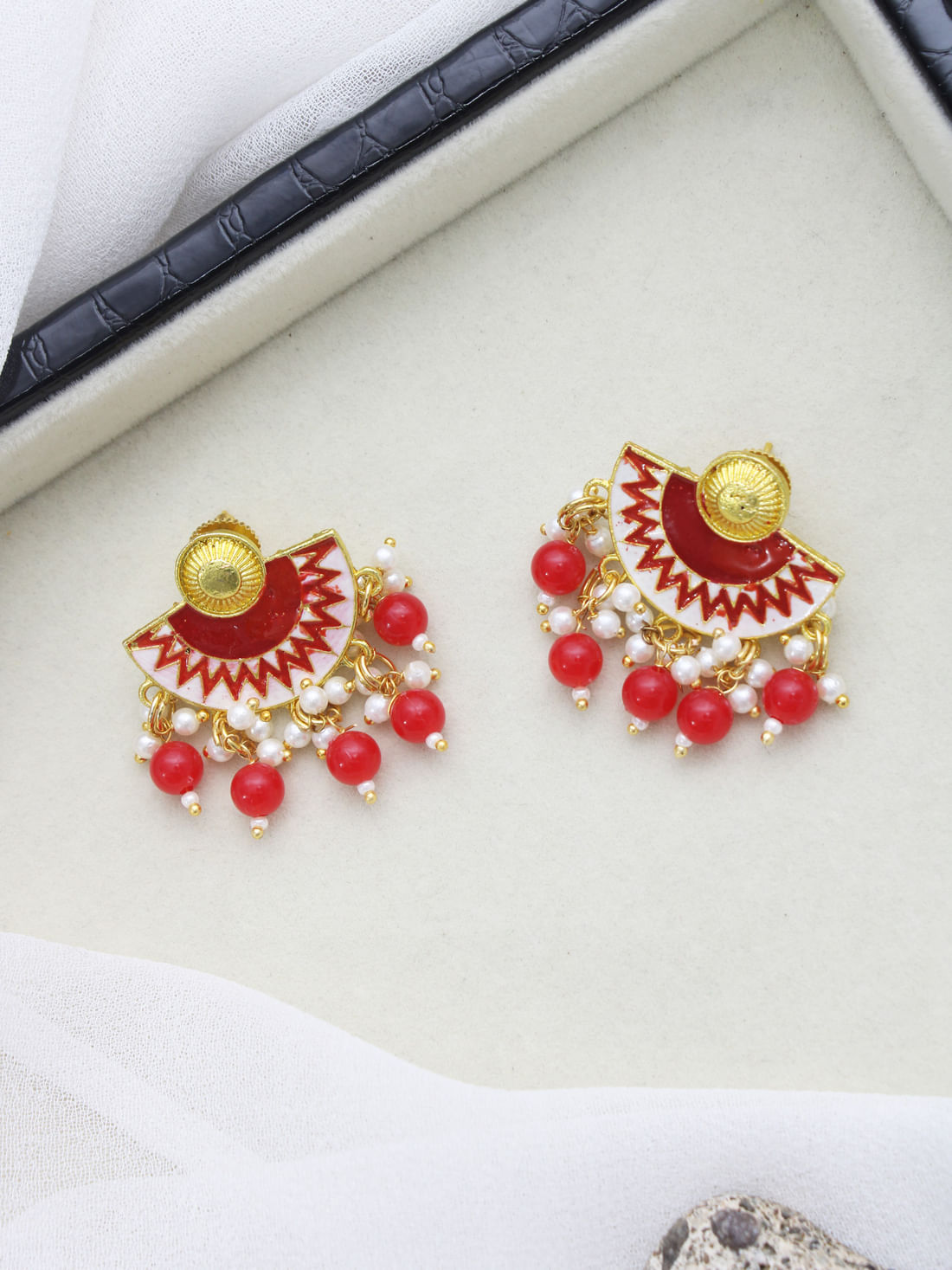 Red Color Meenakari Earrings