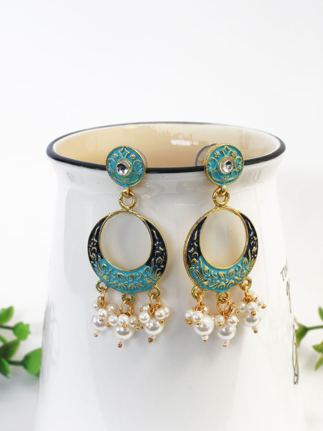 Blue Color Meenakari Earrings