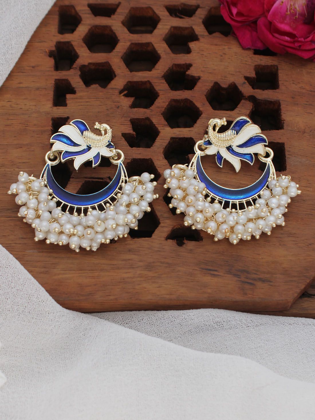 Dark Blue Color Meenakari Earring